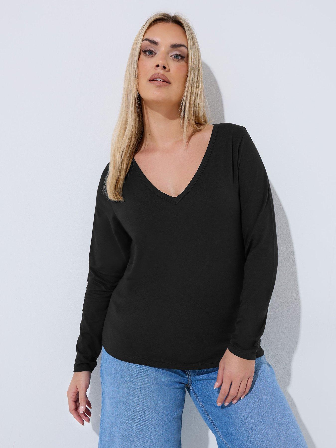 Yours Curve Long Sleeve Top - Black
