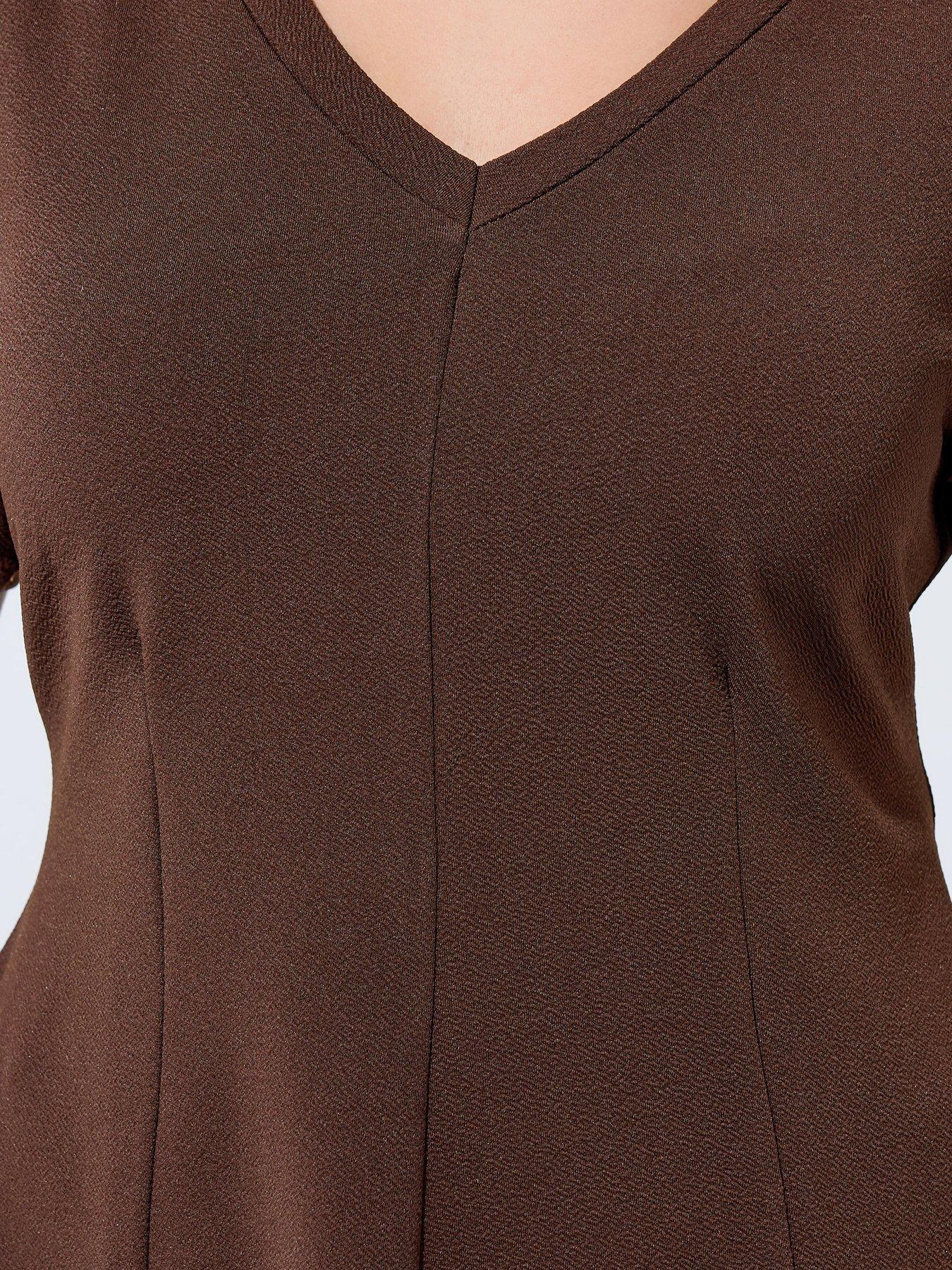 Image 4 of 4 of Yours Curve V Neck Corset Shaping Top - Brown