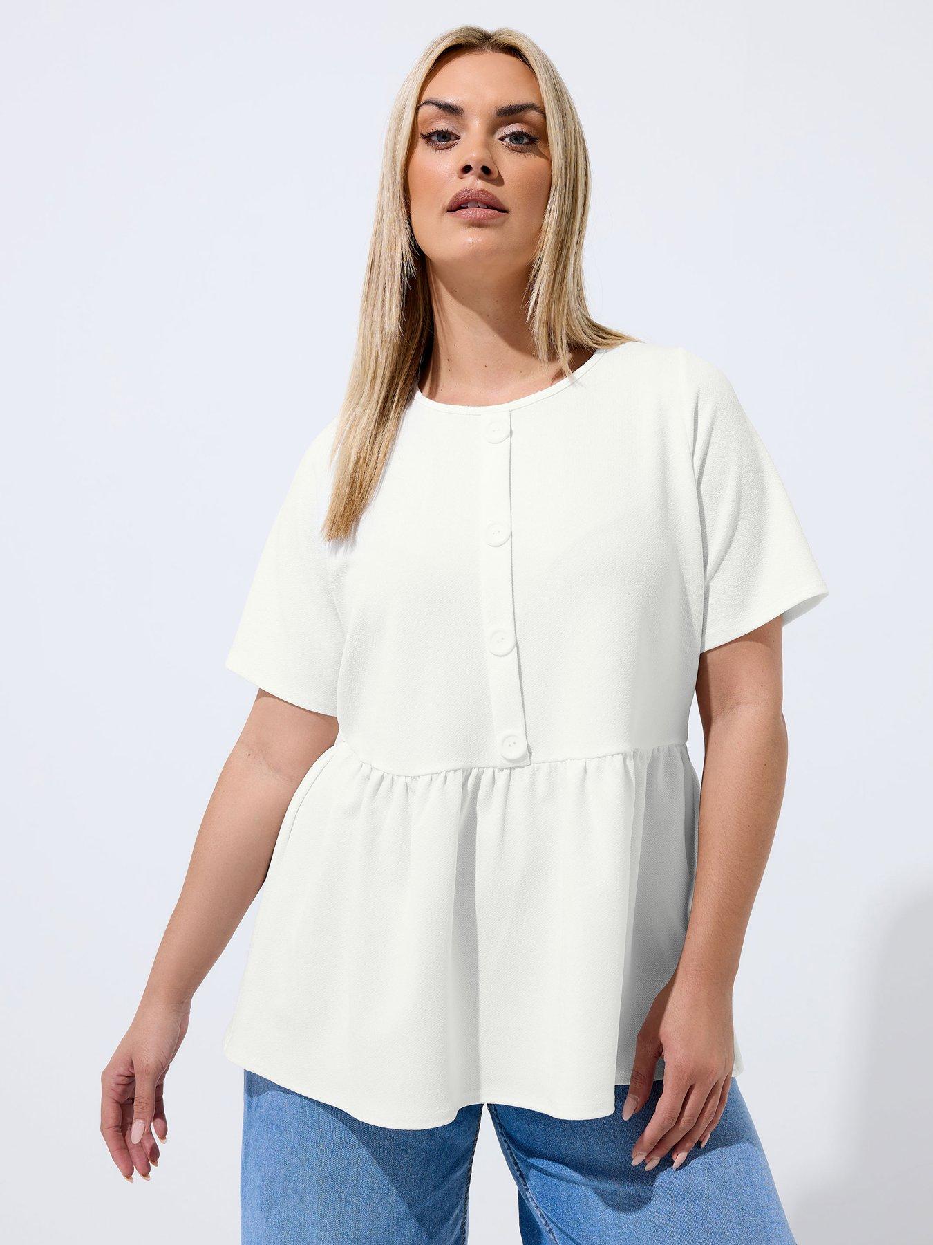 Image 1 of 5 of Yours Curve Button Down Peplum Top