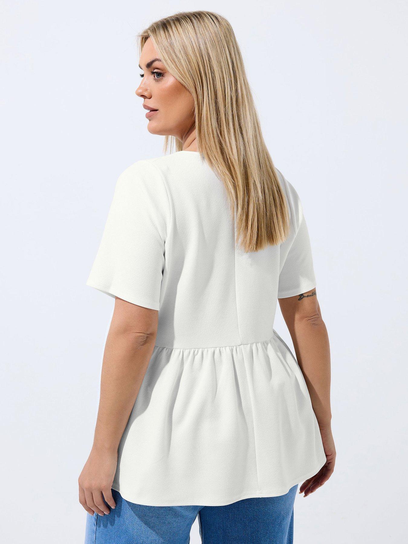 Image 2 of 5 of Yours Curve Button Down Peplum Top