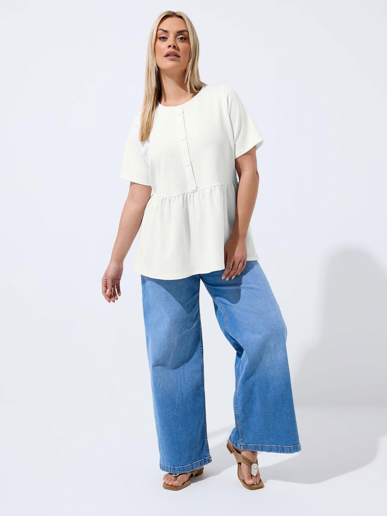 Image 3 of 5 of Yours Curve Button Down Peplum Top