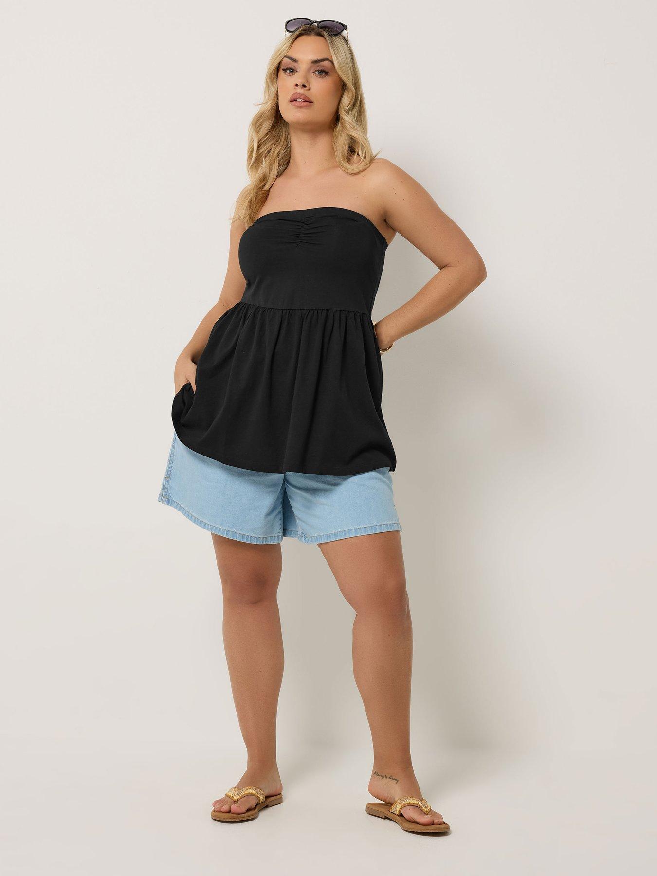 Image 3 of 4 of Yours Curve Peplum Tube Top - Black