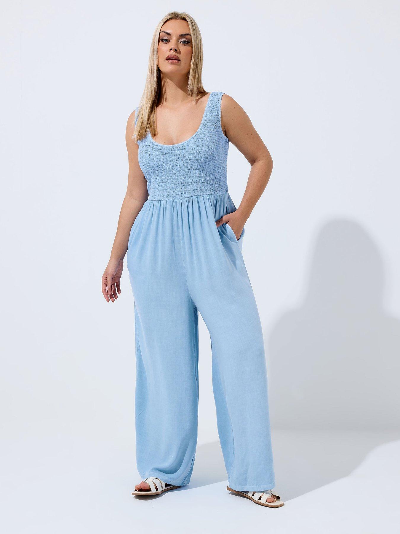 Yours Curve Shirred Chambray Jumpsuit