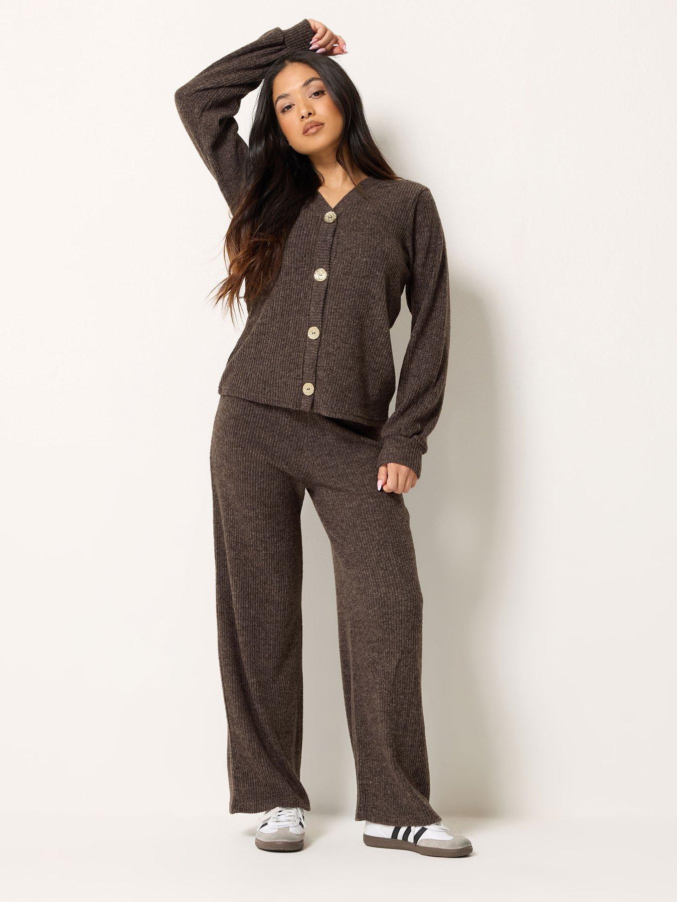pixiegirl-petite-soft-touch-fine-rib-cardigan-brownback