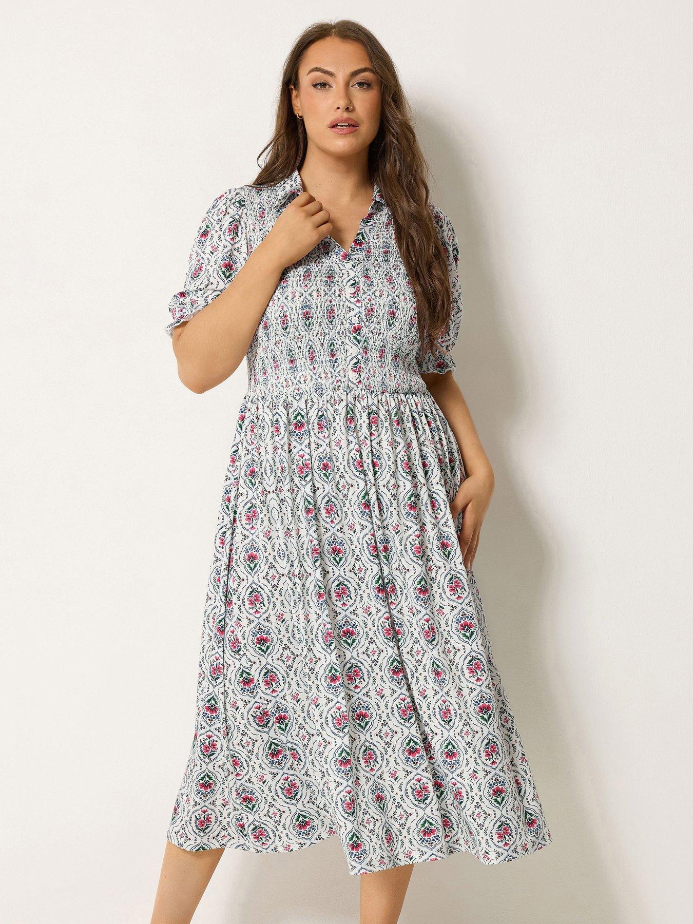 Yours Curve Shirred Short Sleeve Maxi Dress