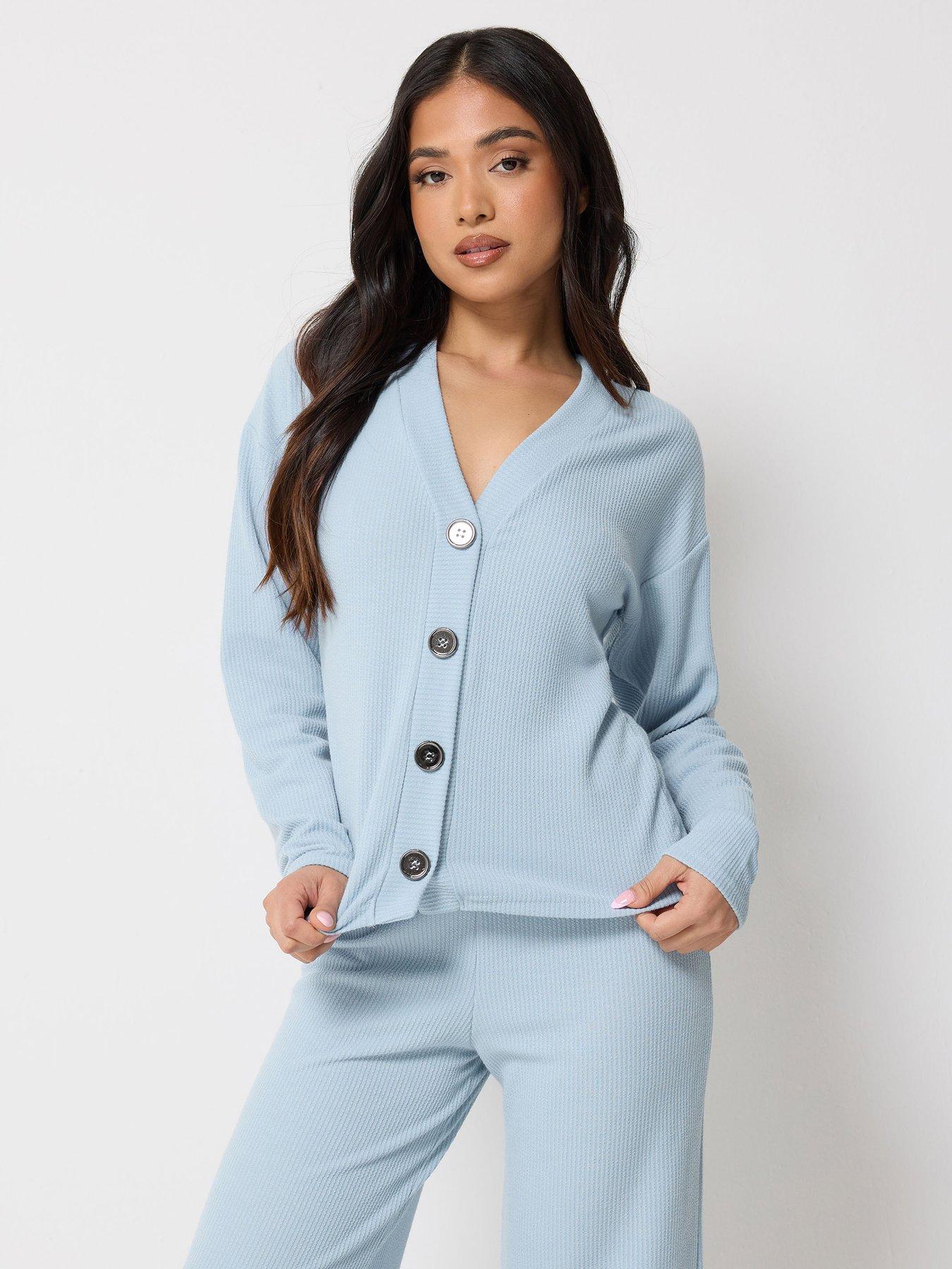 PixieGirl Petite Textured Long Sleeve Button Top