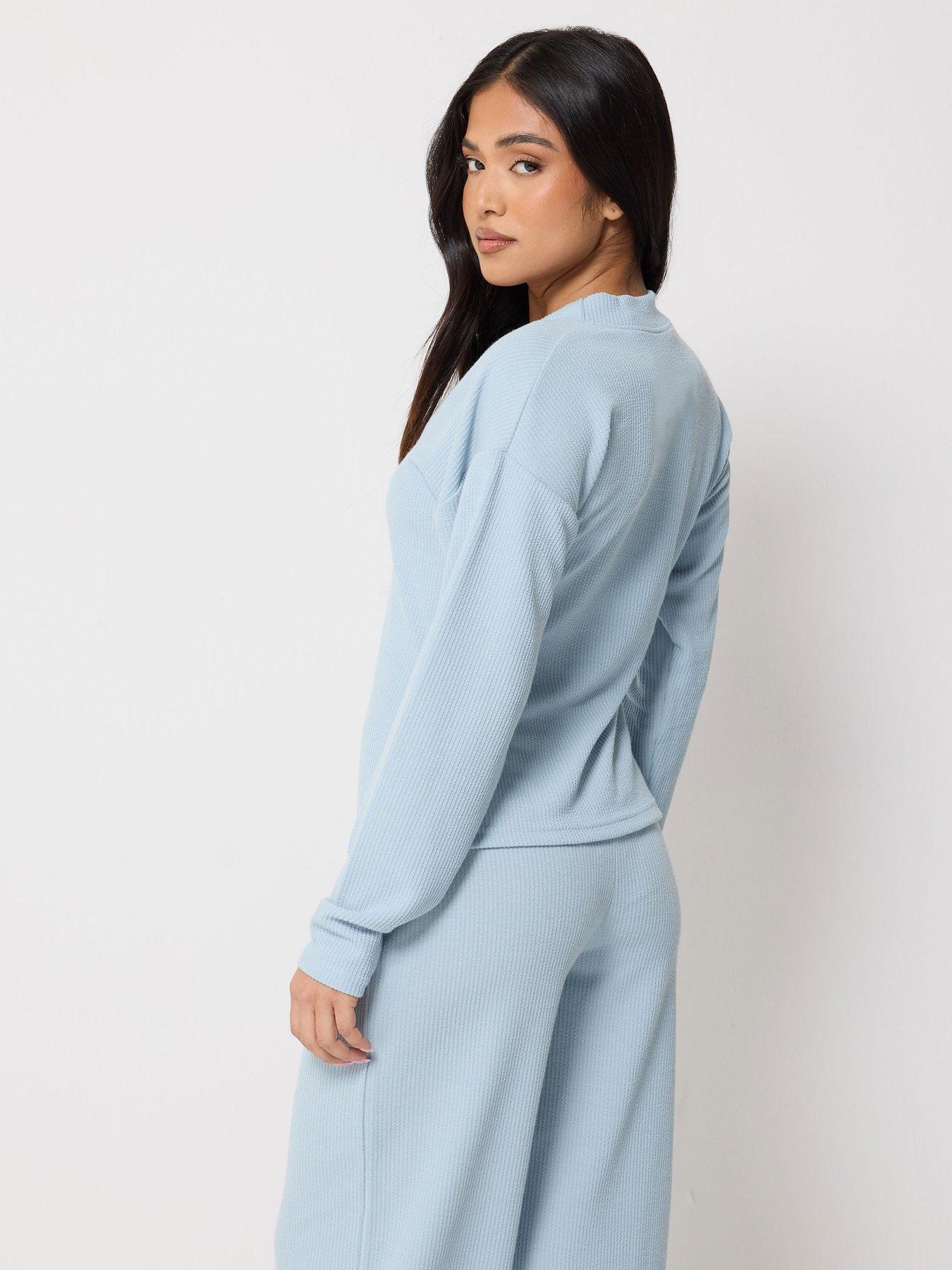 Image 2 of 5 of PixieGirl Petite Textured Long Sleeve Button Top