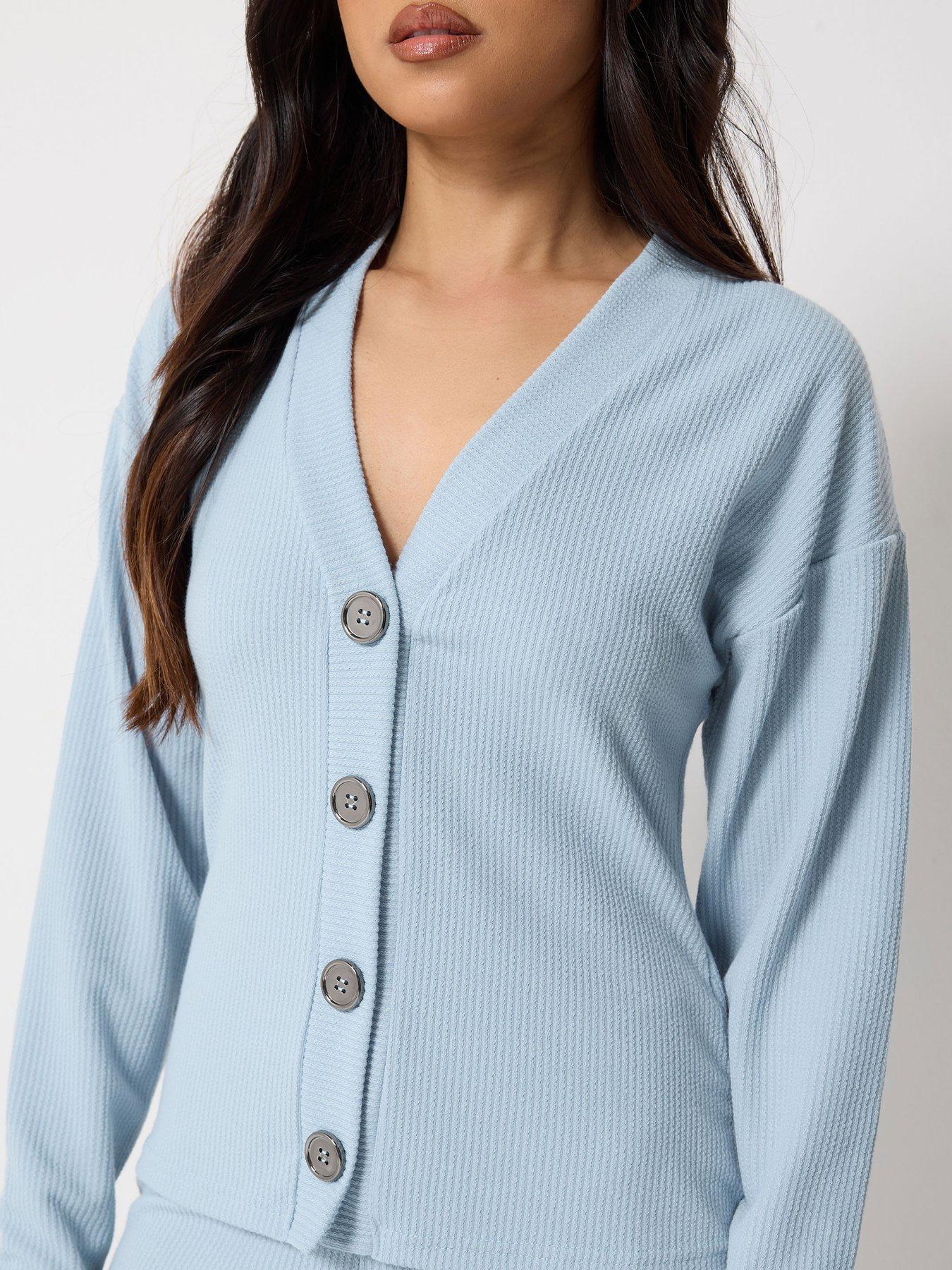 Image 4 of 5 of PixieGirl Petite Textured Long Sleeve Button Top