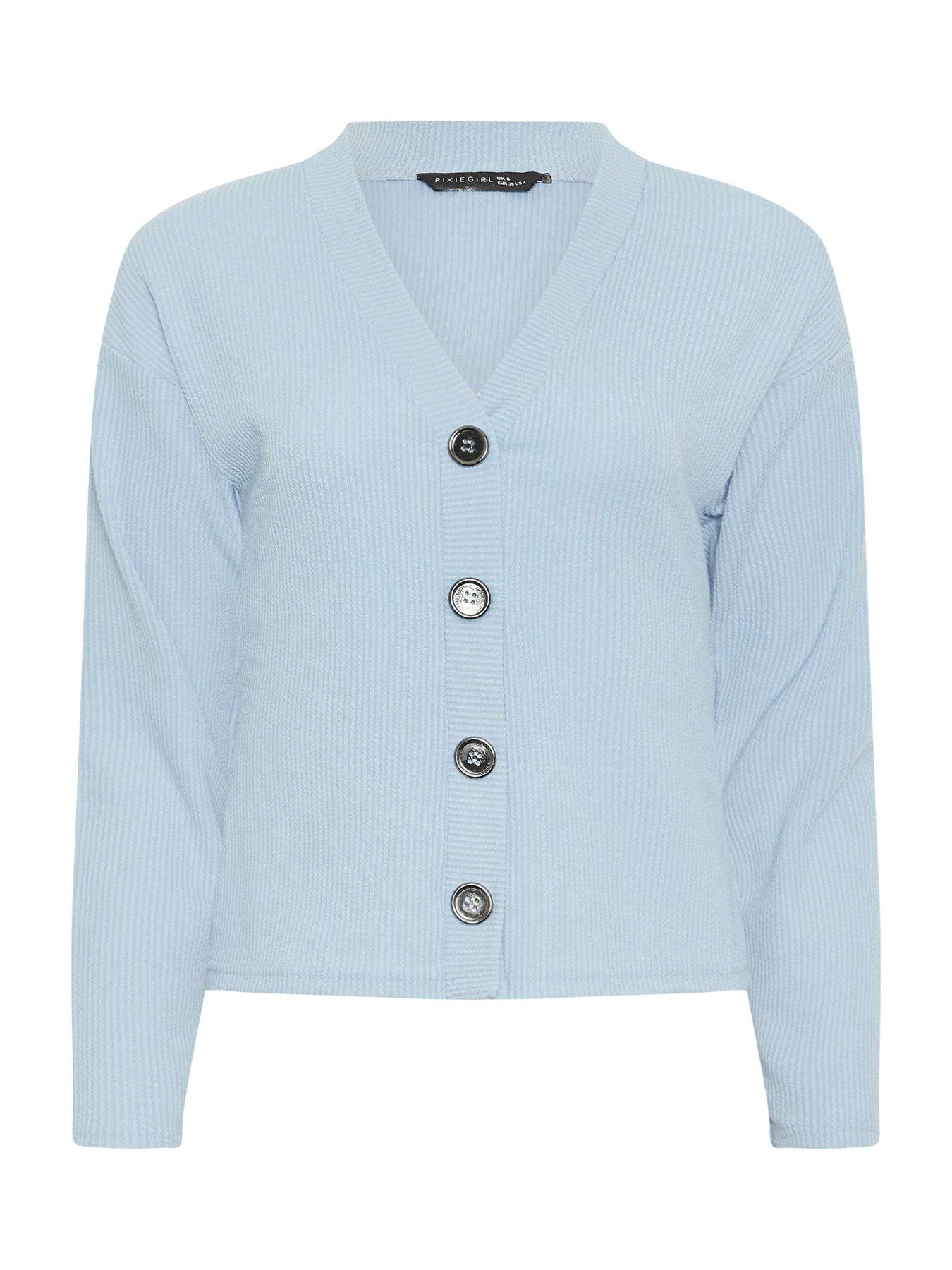 Image 5 of 5 of PixieGirl Petite Textured Long Sleeve Button Top