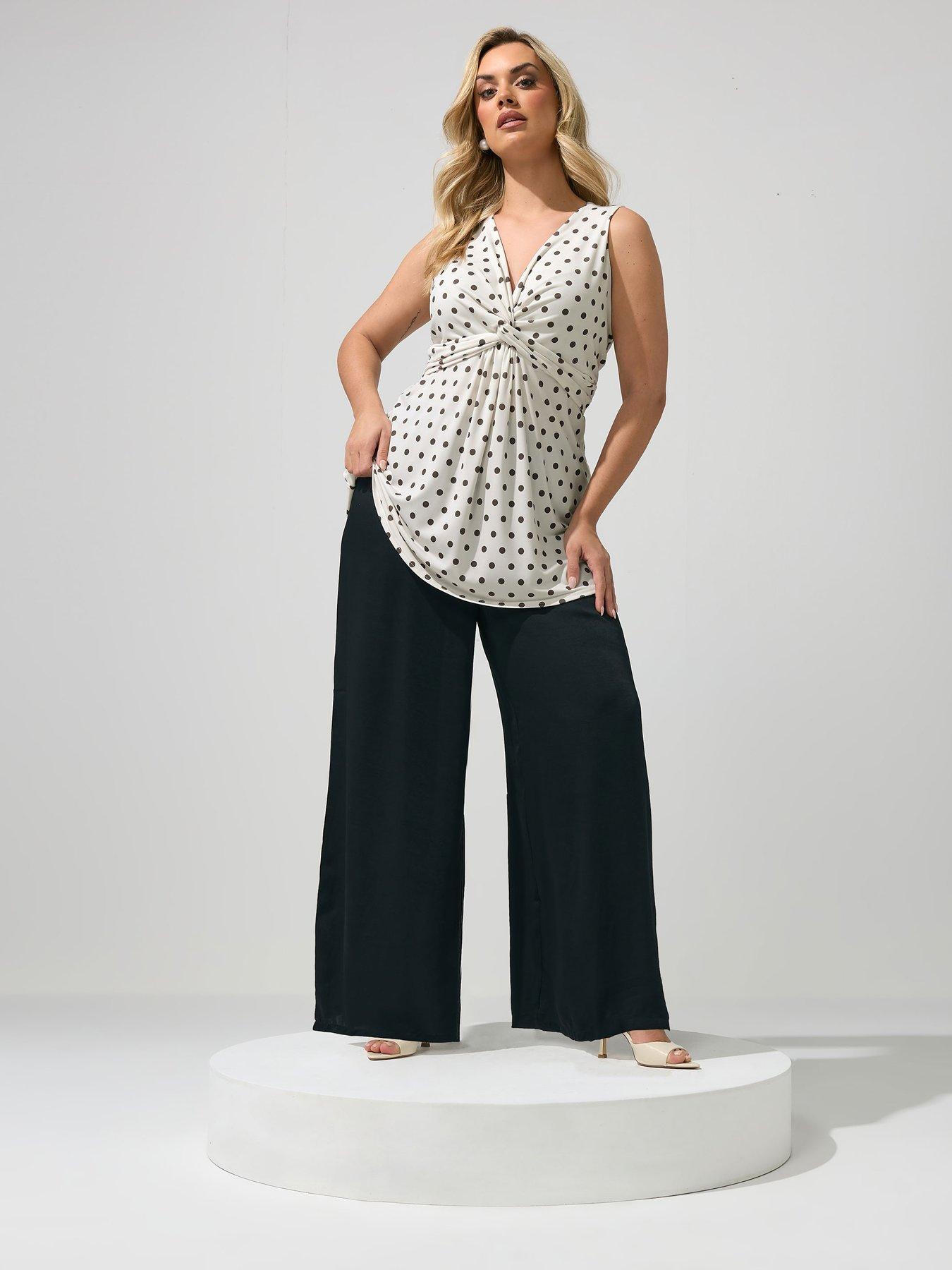 yours-curve-polka-dot-sleeveless-knot-front-top-ivoryback