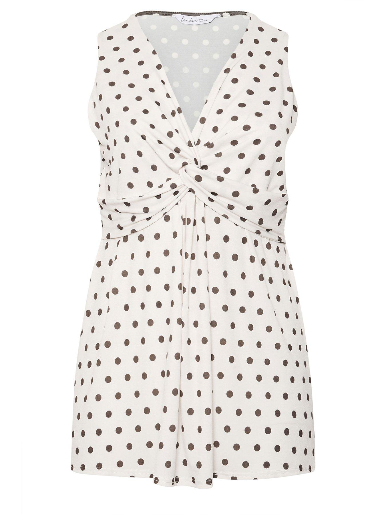 yours-curve-polka-dot-sleeveless-knot-front-top-ivorydetail