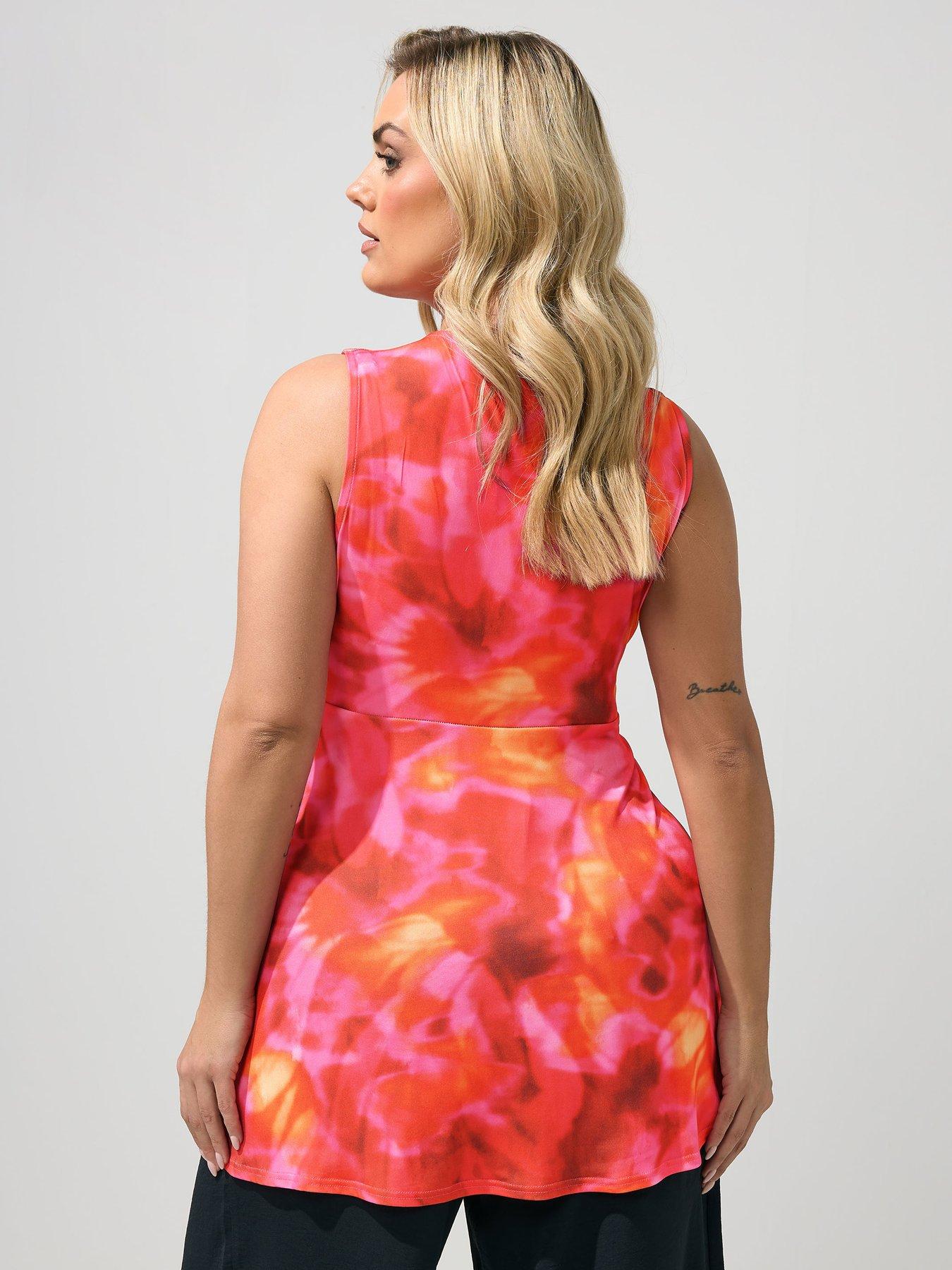 Image 2 of 5 of Yours Curve Abstract Sleeveless Knot Front Top - Black
