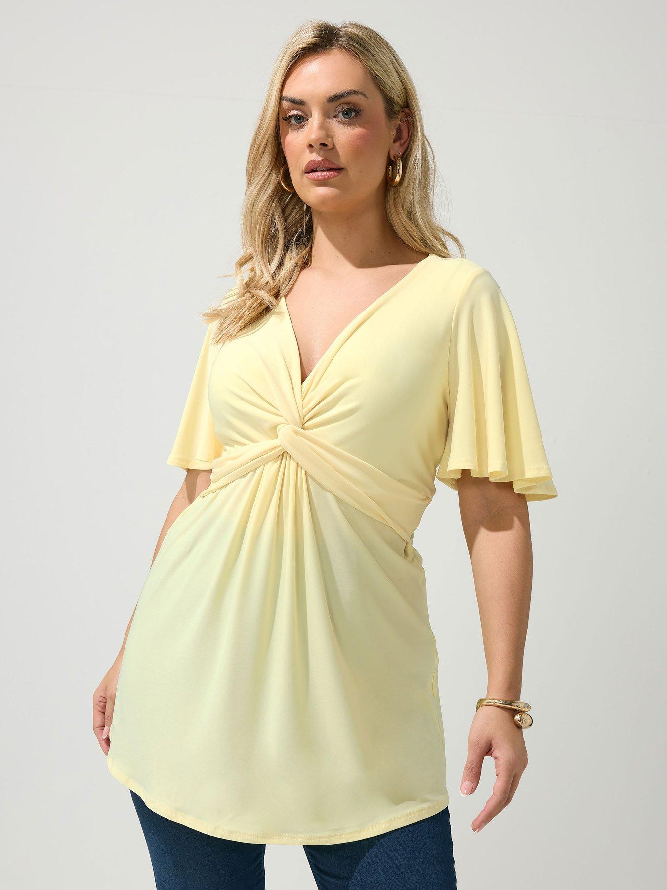 Yours Curve Angel Sleeve Knot Front Top