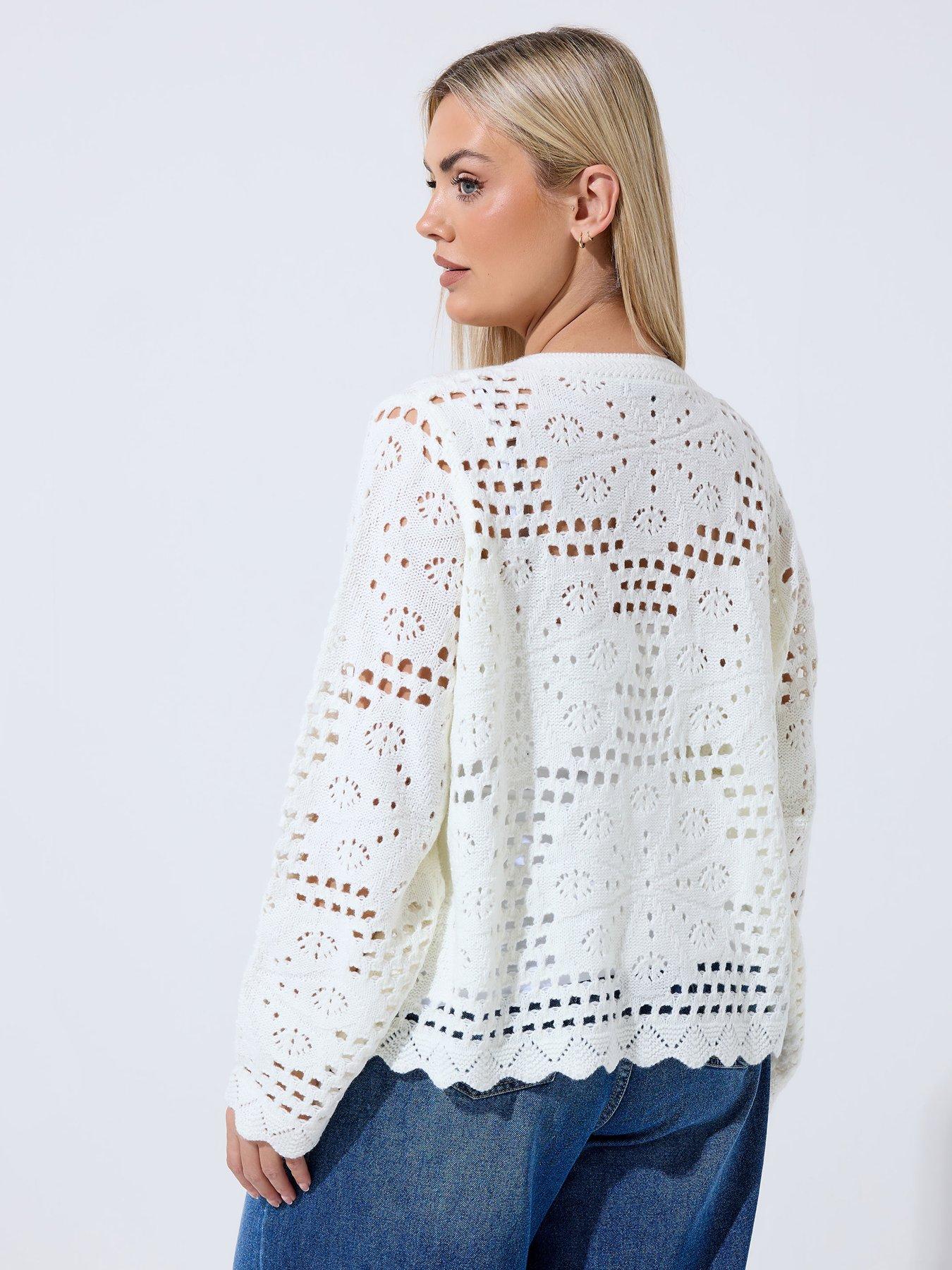 Image 2 of 4 of Yours Curve Floral Crochet Cardigan - Cream