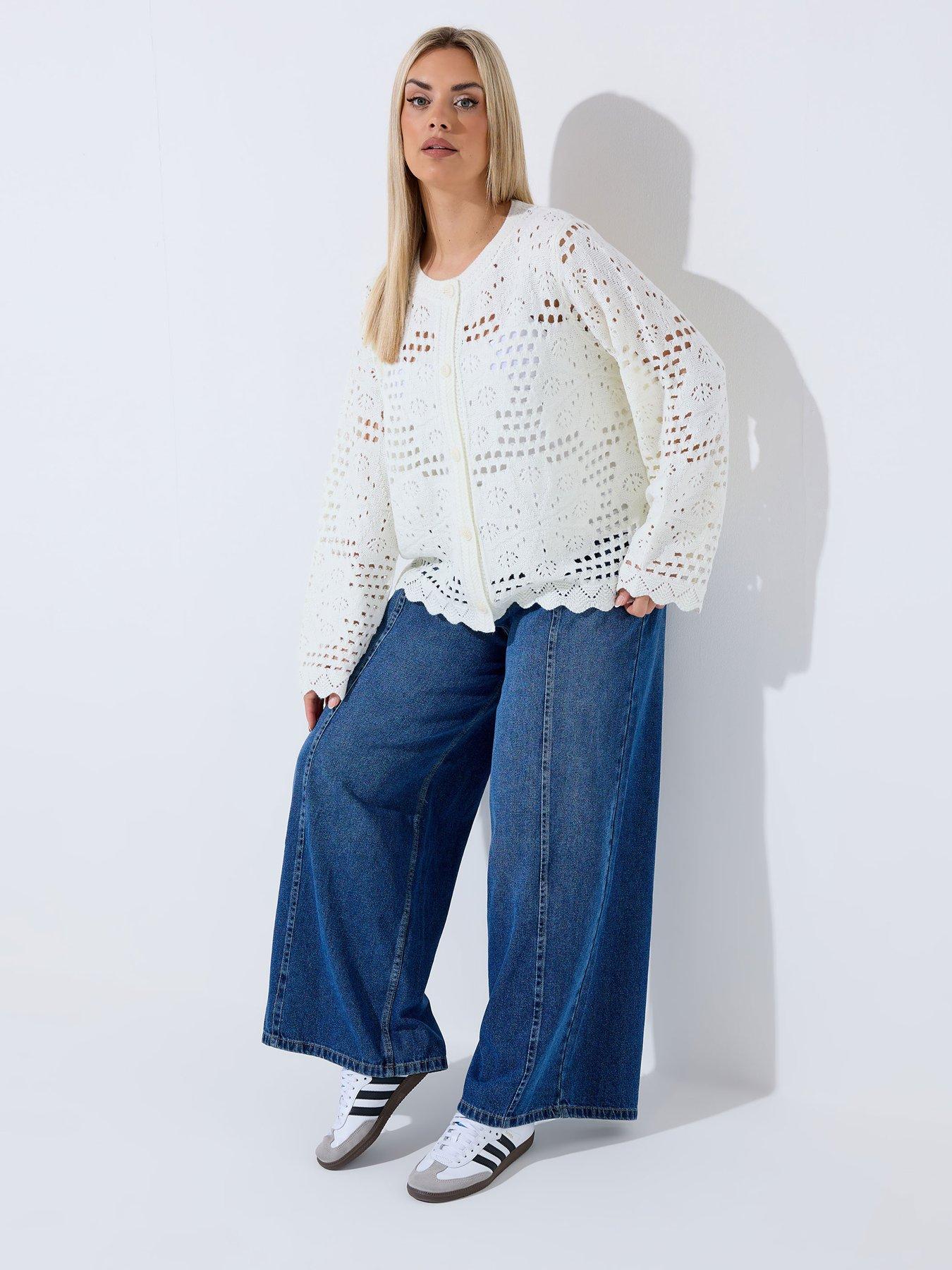Image 3 of 4 of Yours Curve Floral Crochet Cardigan - Cream