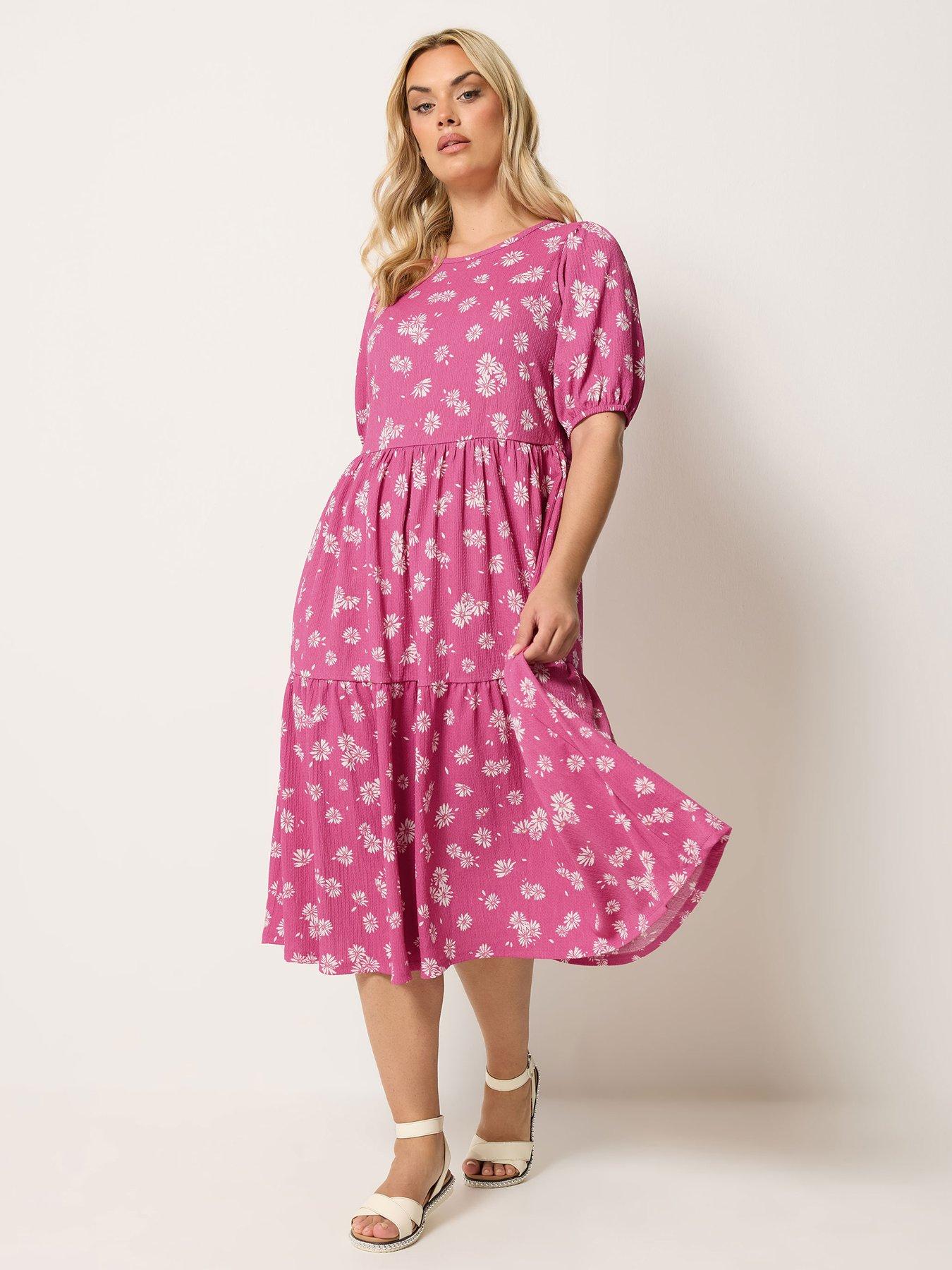 Yours Curve Puff Sleeve Tiered Dress