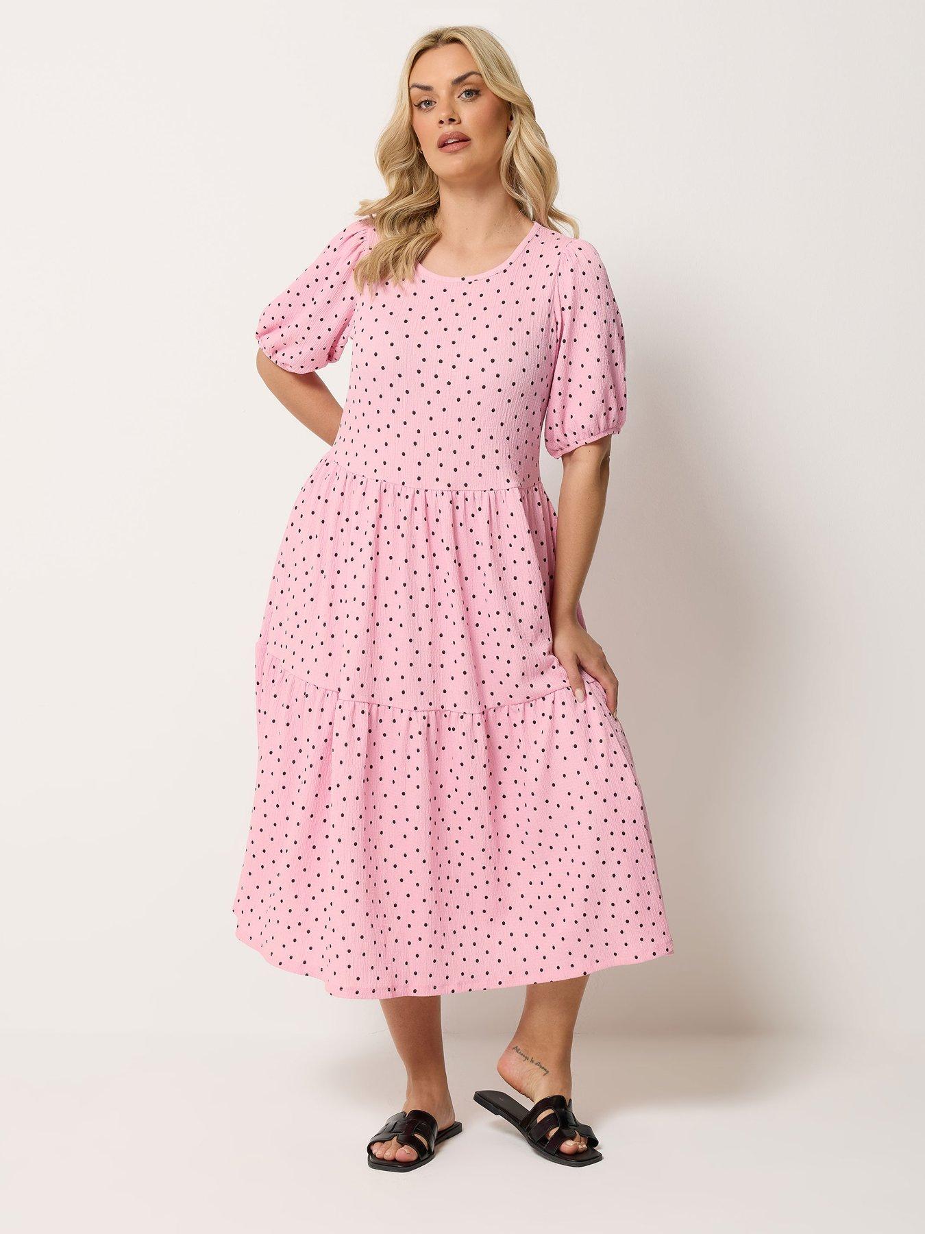 Image 3 of 5 of Yours Curve Puff Sleeve Tiered Dress
