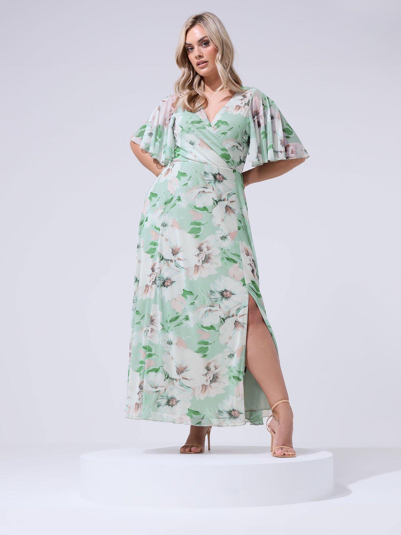yours-curve-floral-wrap-mesh-dress-greenback