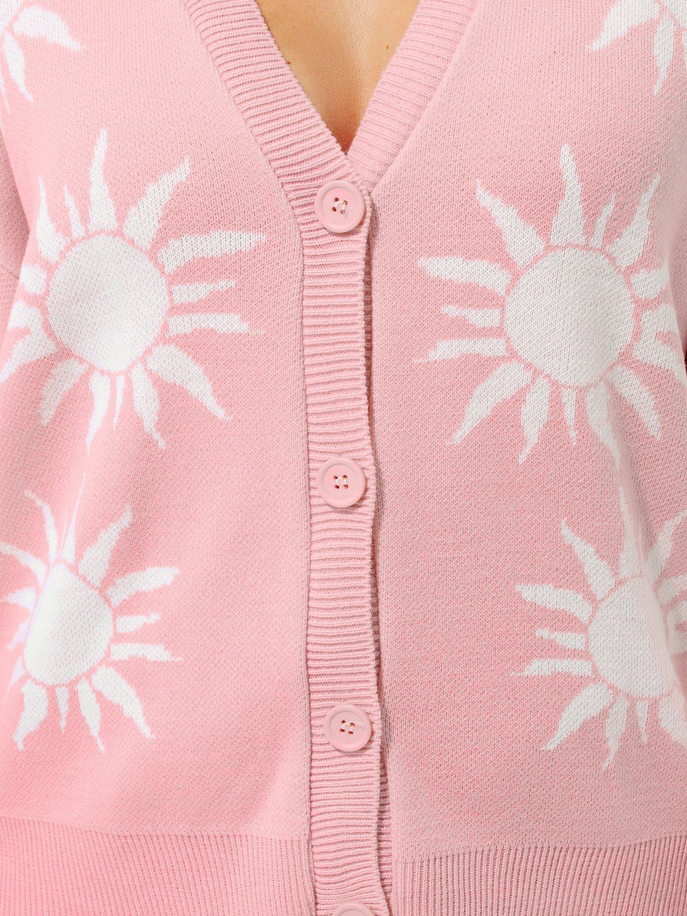 Image 4 of 4 of Yours Curve Sun Print Balloon Sleeve Cardigan - Pink