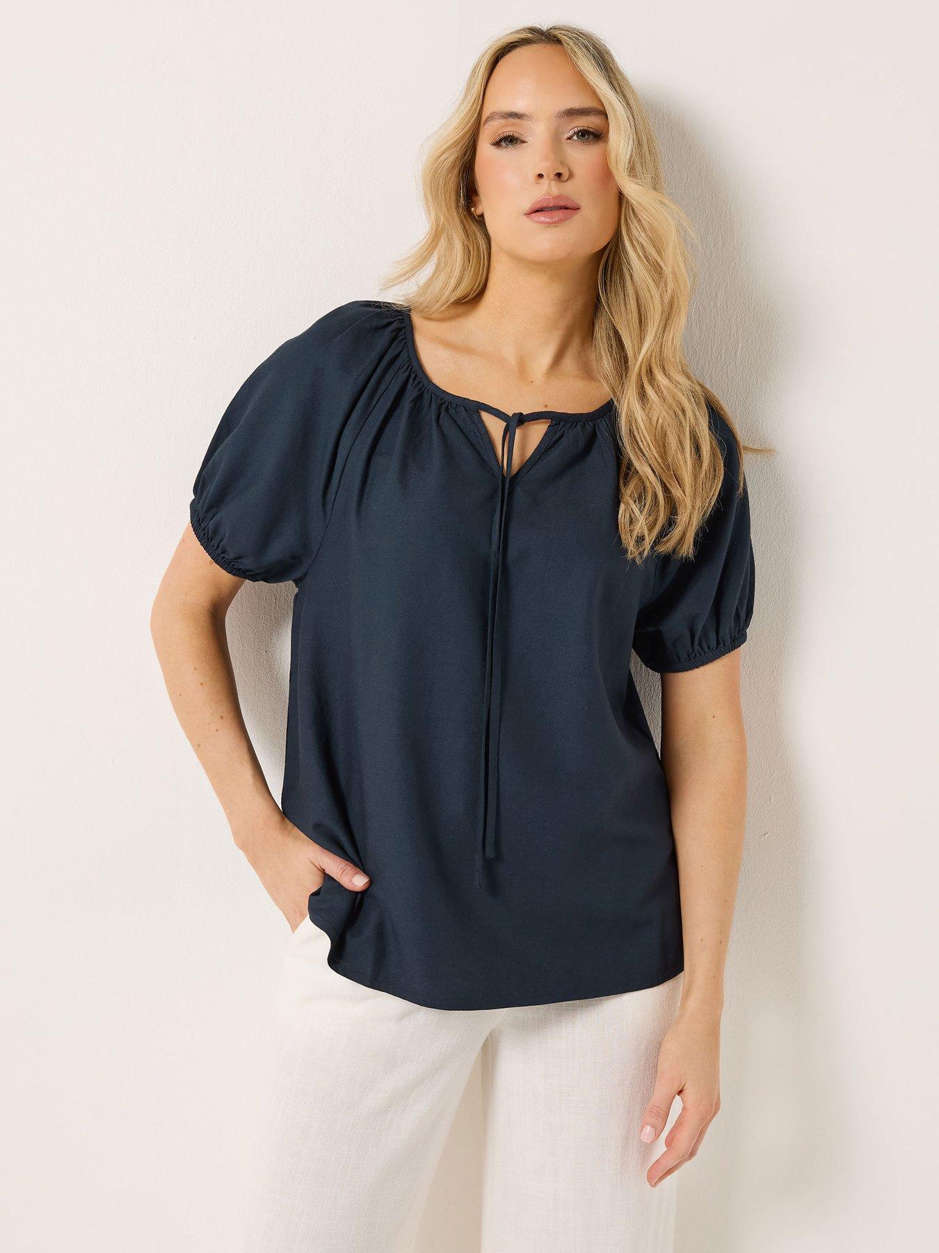 Long Tall Sally Short Sleeve Gypsy Linen Top - Black