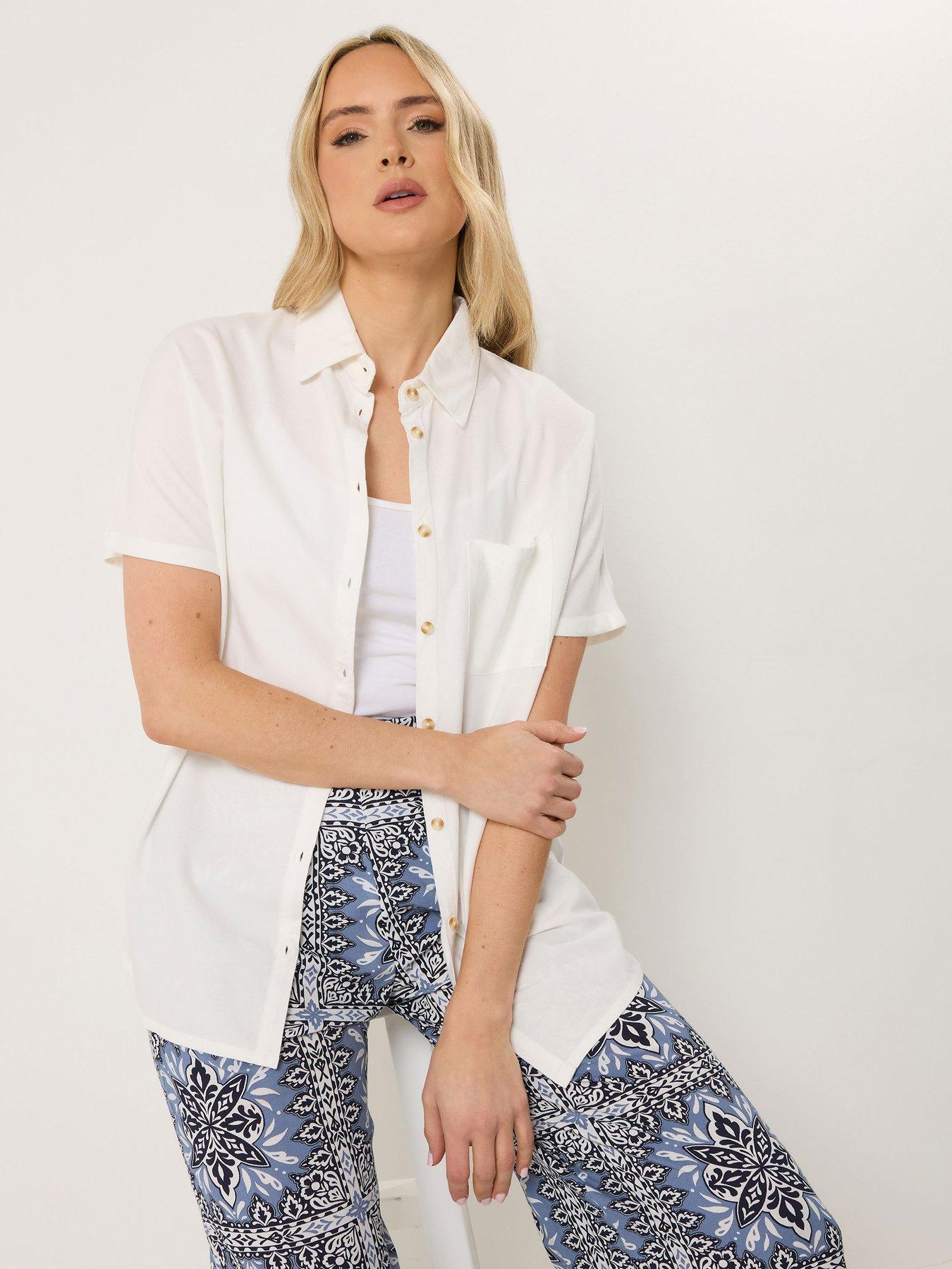 Image 4 of 6 of Long Tall Sally Short Sleeve Linen Shirt - Black