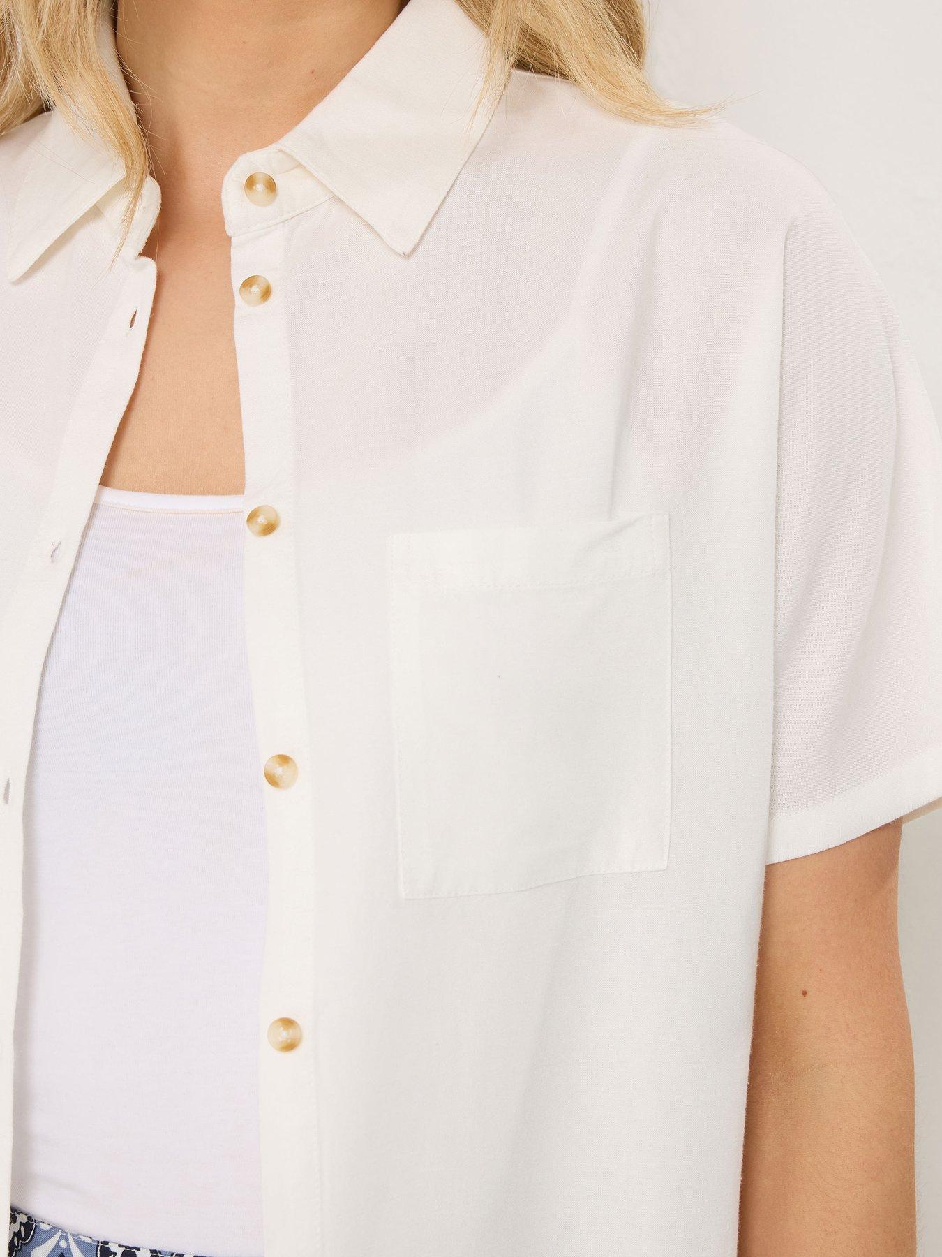 Image 5 of 6 of Long Tall Sally Short Sleeve Linen Shirt - Black