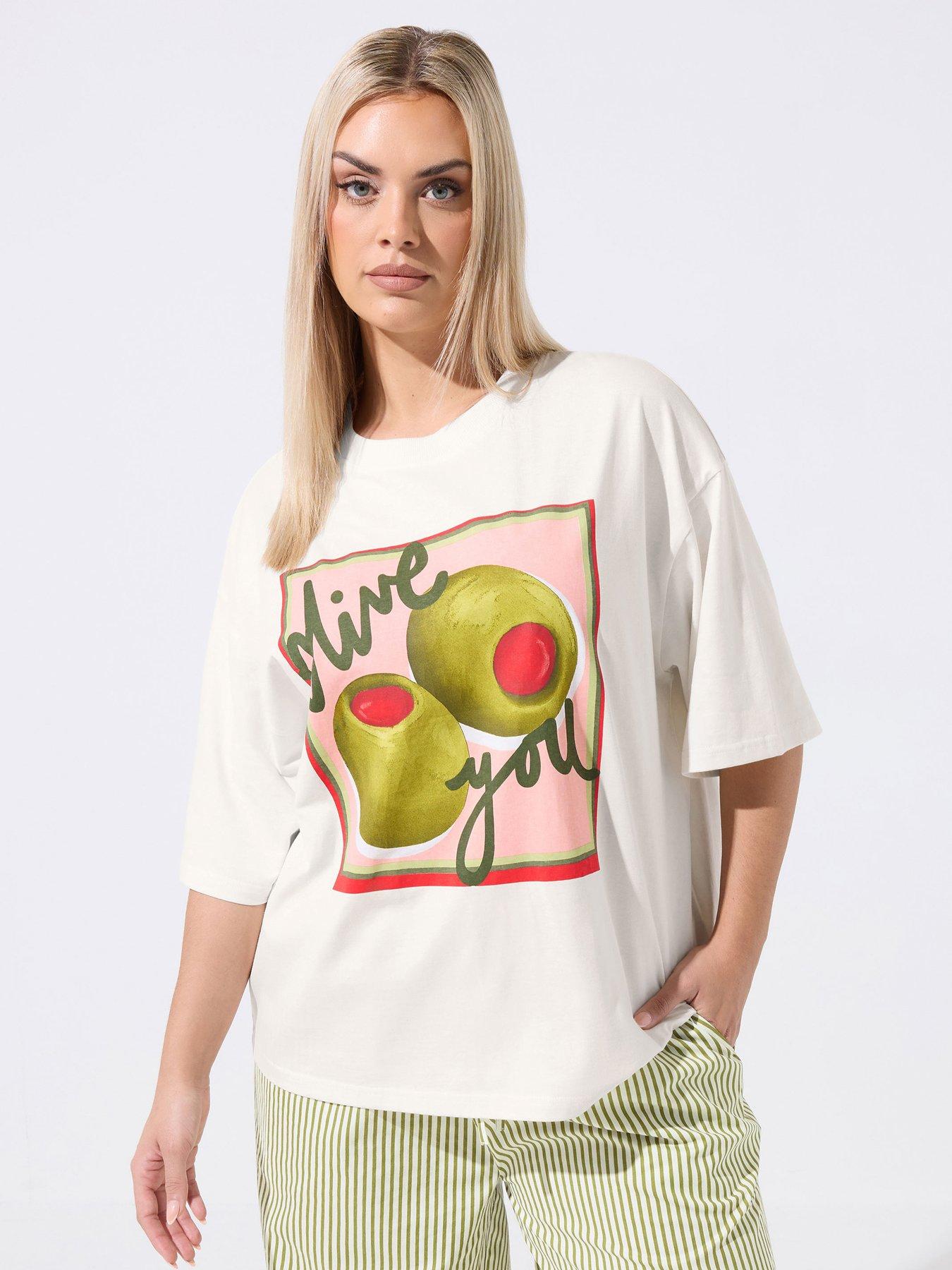 Yours Curve Slogan T-shirt