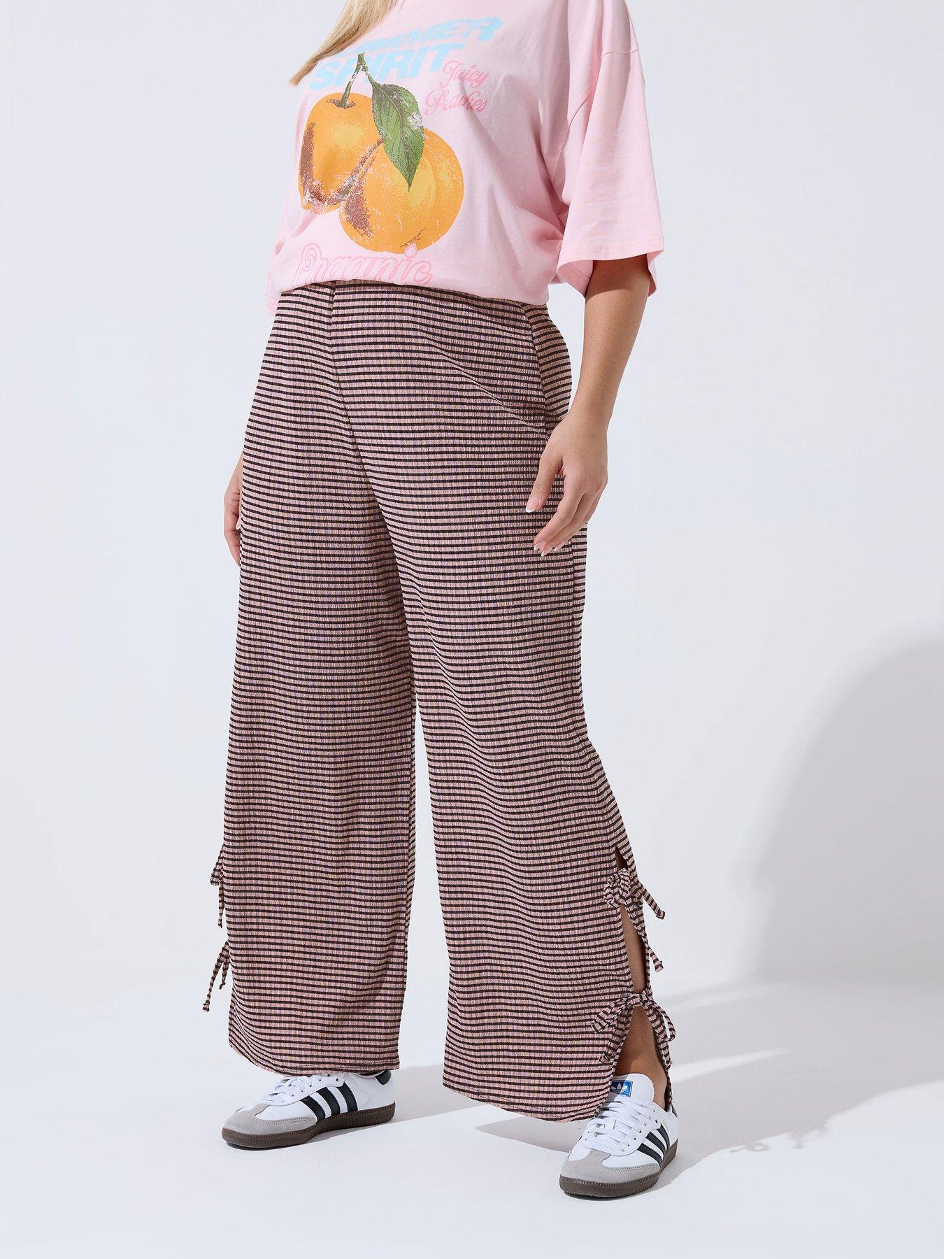 Image 1 of 5 of Yours Curve Gingham Tie Hem Trouser