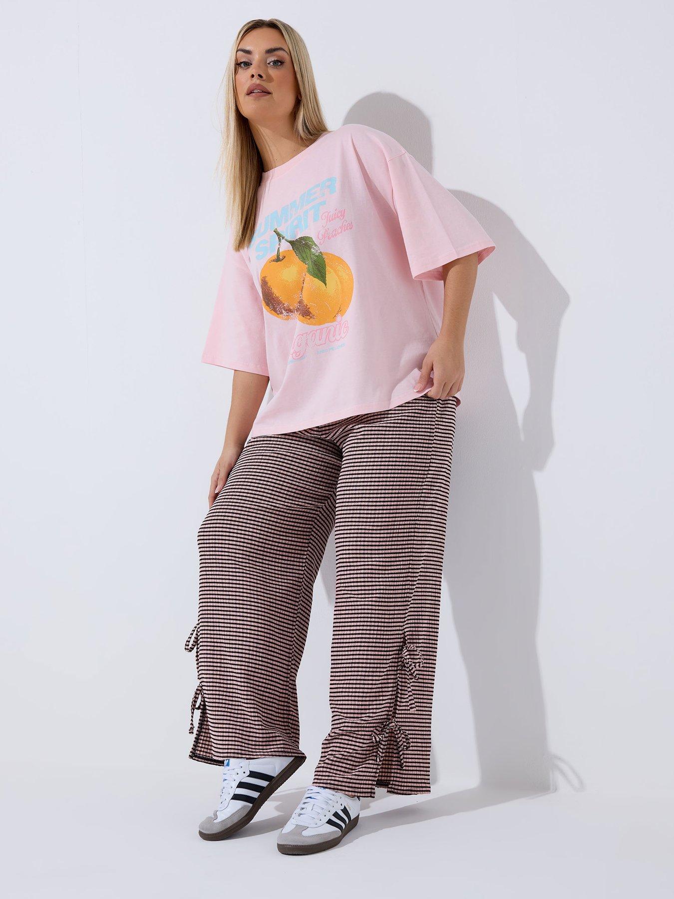 yours-curve-gingham-tie-hem-trouser-pinkback