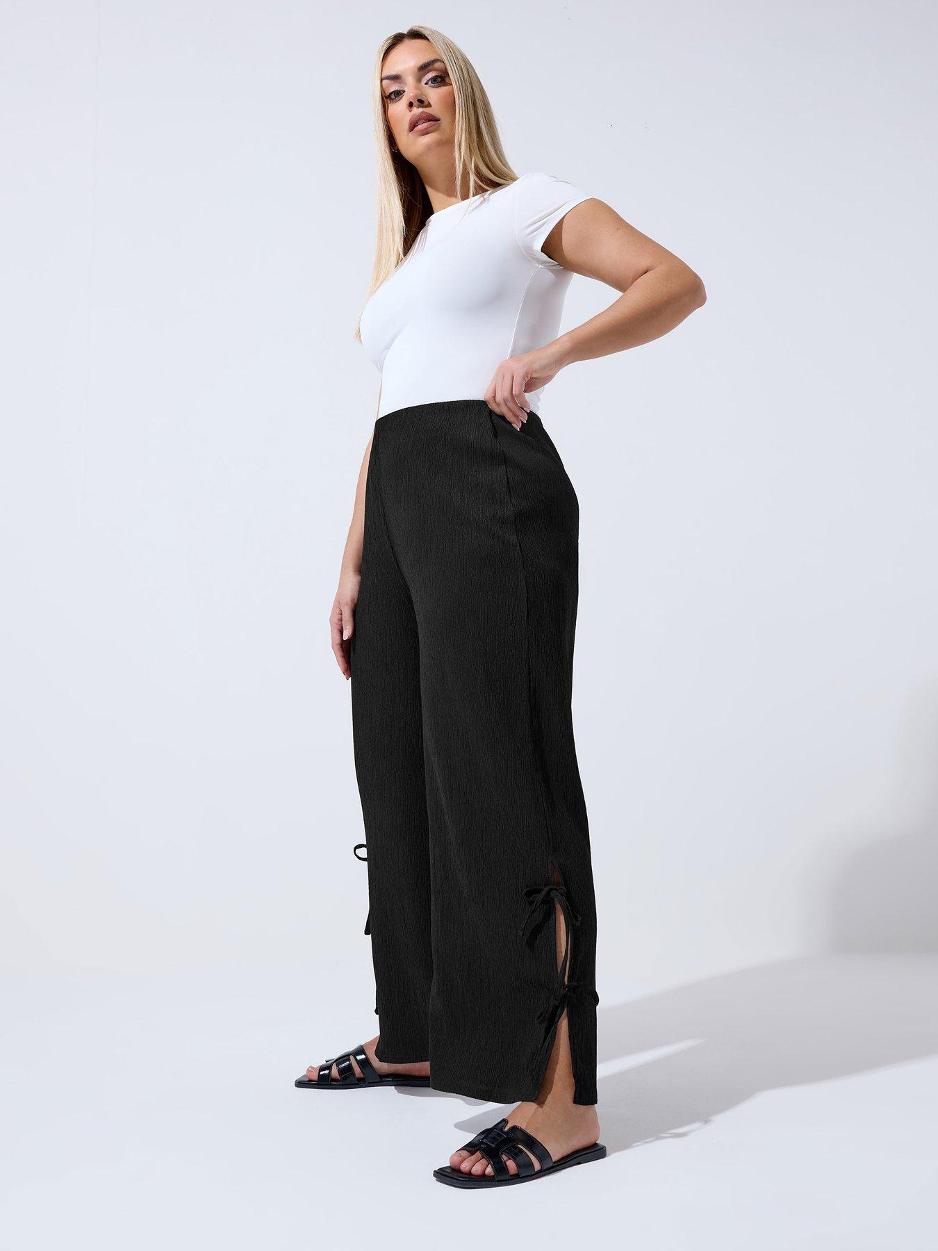 yours-curve-gingham-tie-hem-trouser-blackback