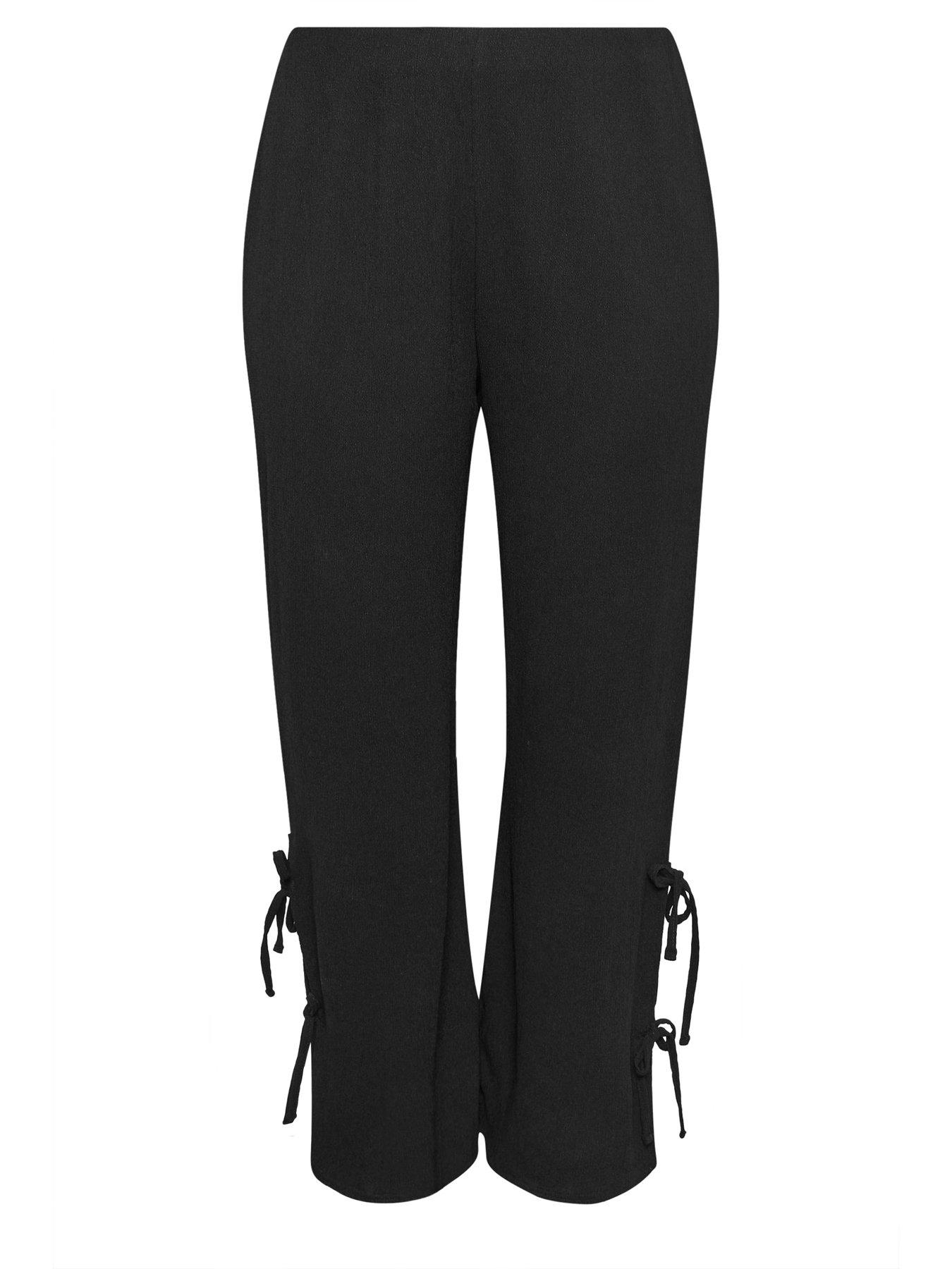 yours-curve-gingham-tie-hem-trouser-blackdetail