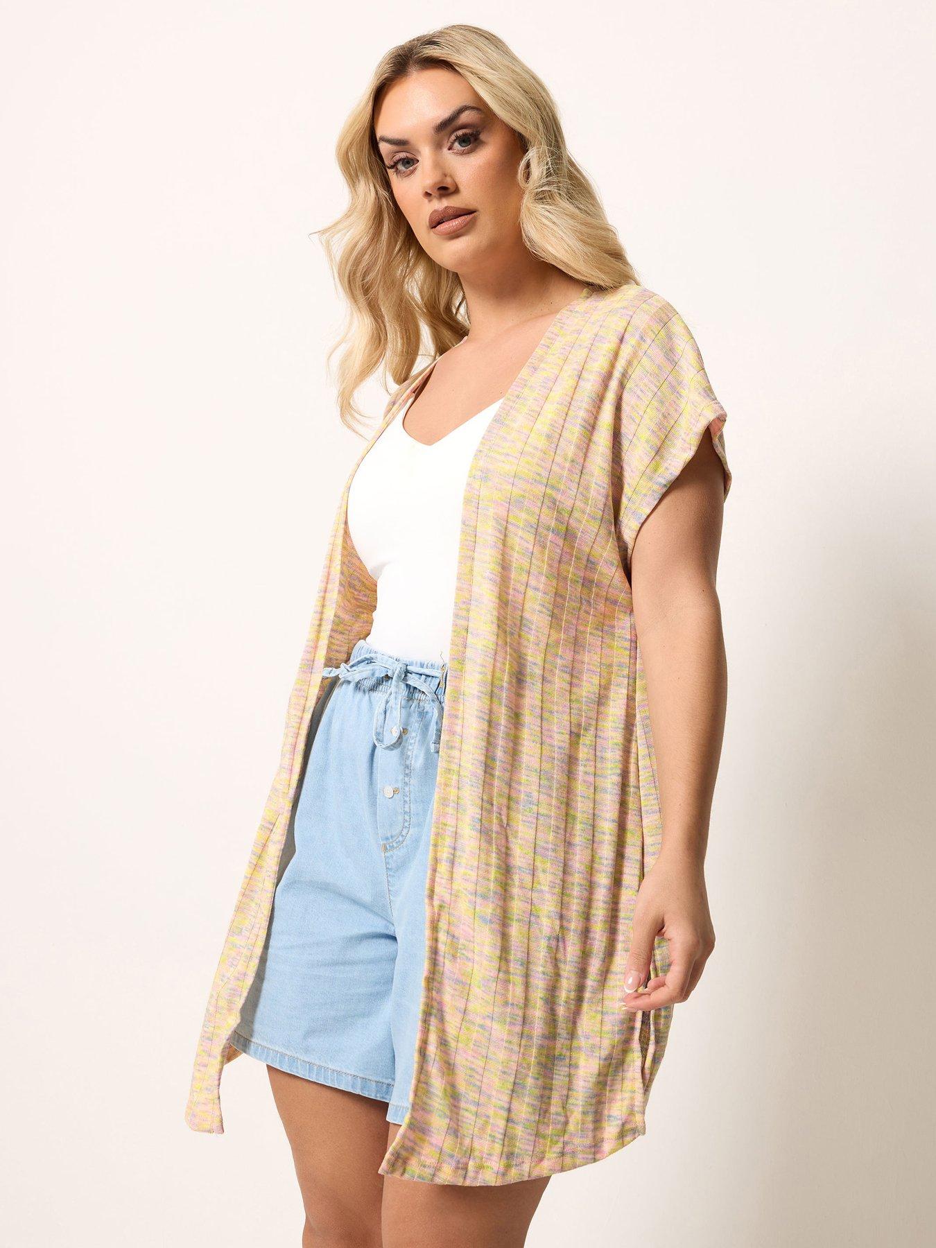 Yours Curve Space Dyed Rib Cardigan