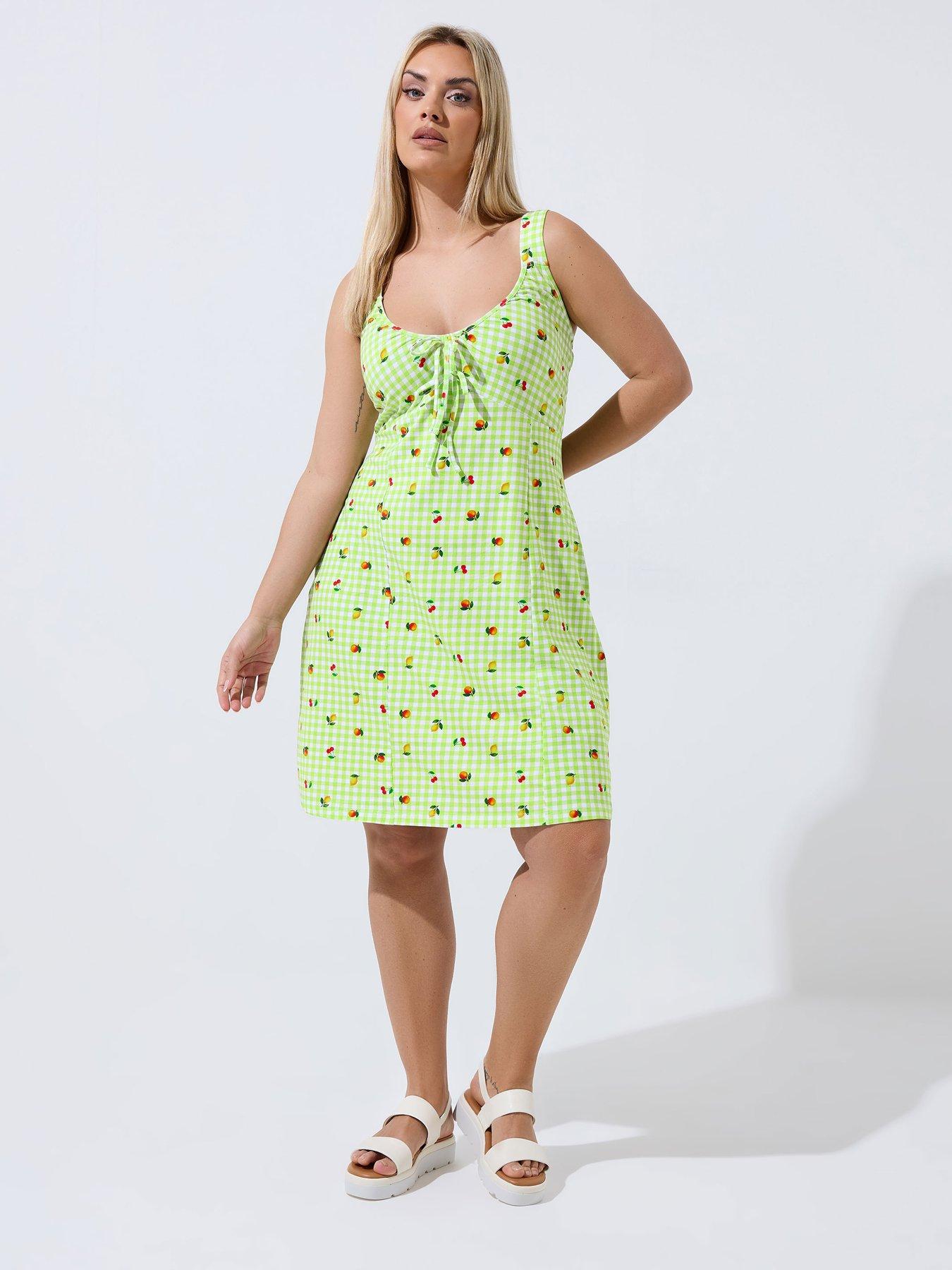 yours-curve-gingham-fruit-print-mini-dress-greenback