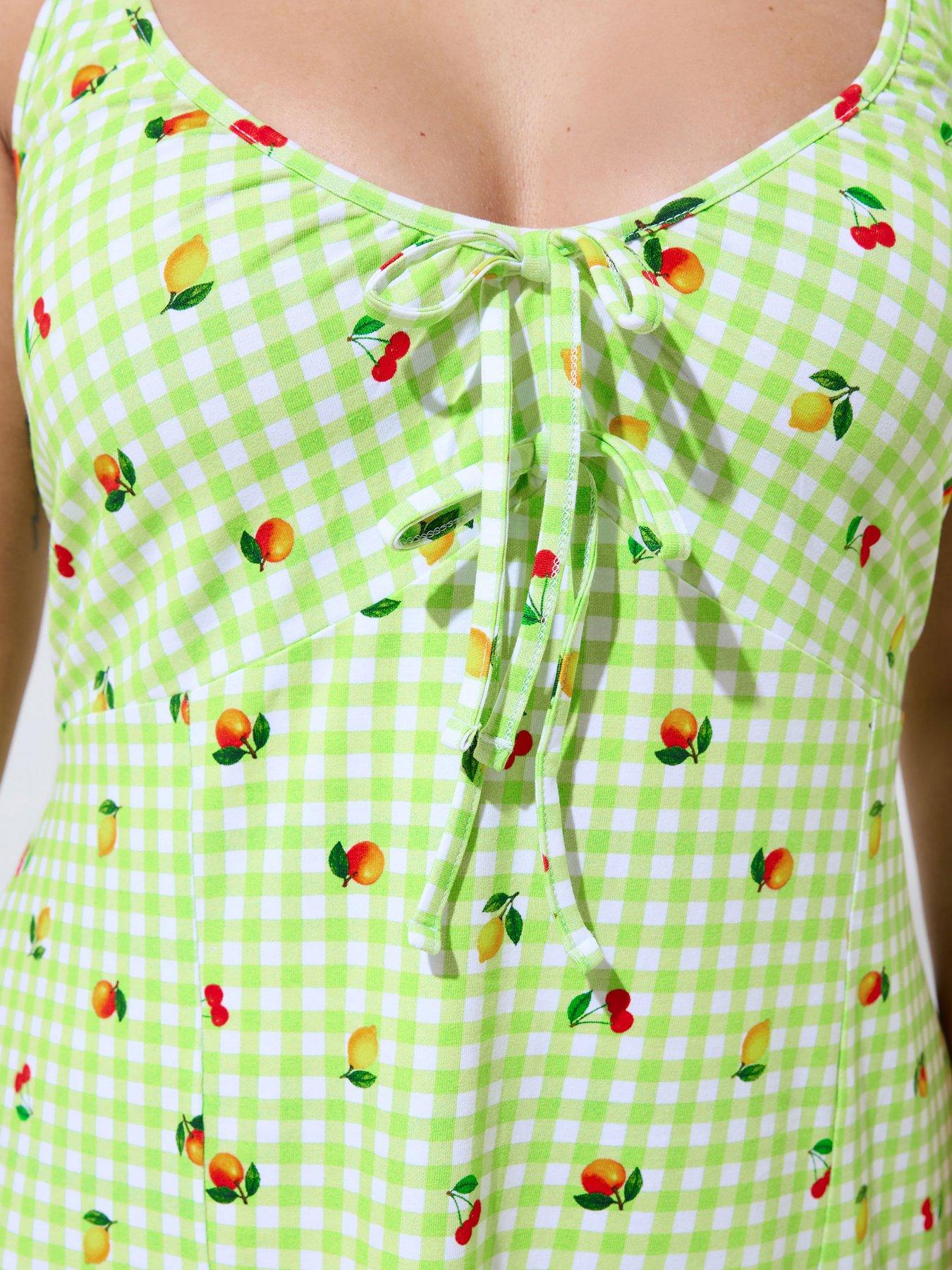 yours-curve-gingham-fruit-print-mini-dress-greenoutfit