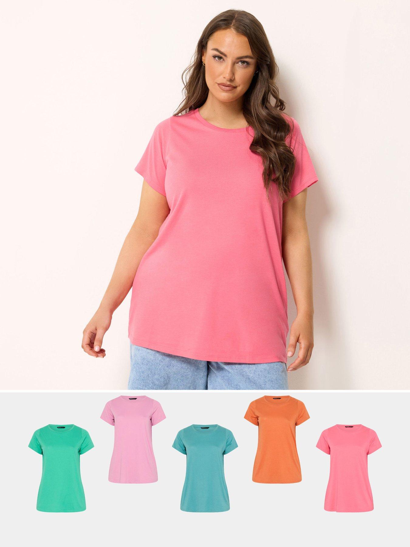 Yours Curve 5 Pack Short Sleeve Core Basic T-Shirt - Black
