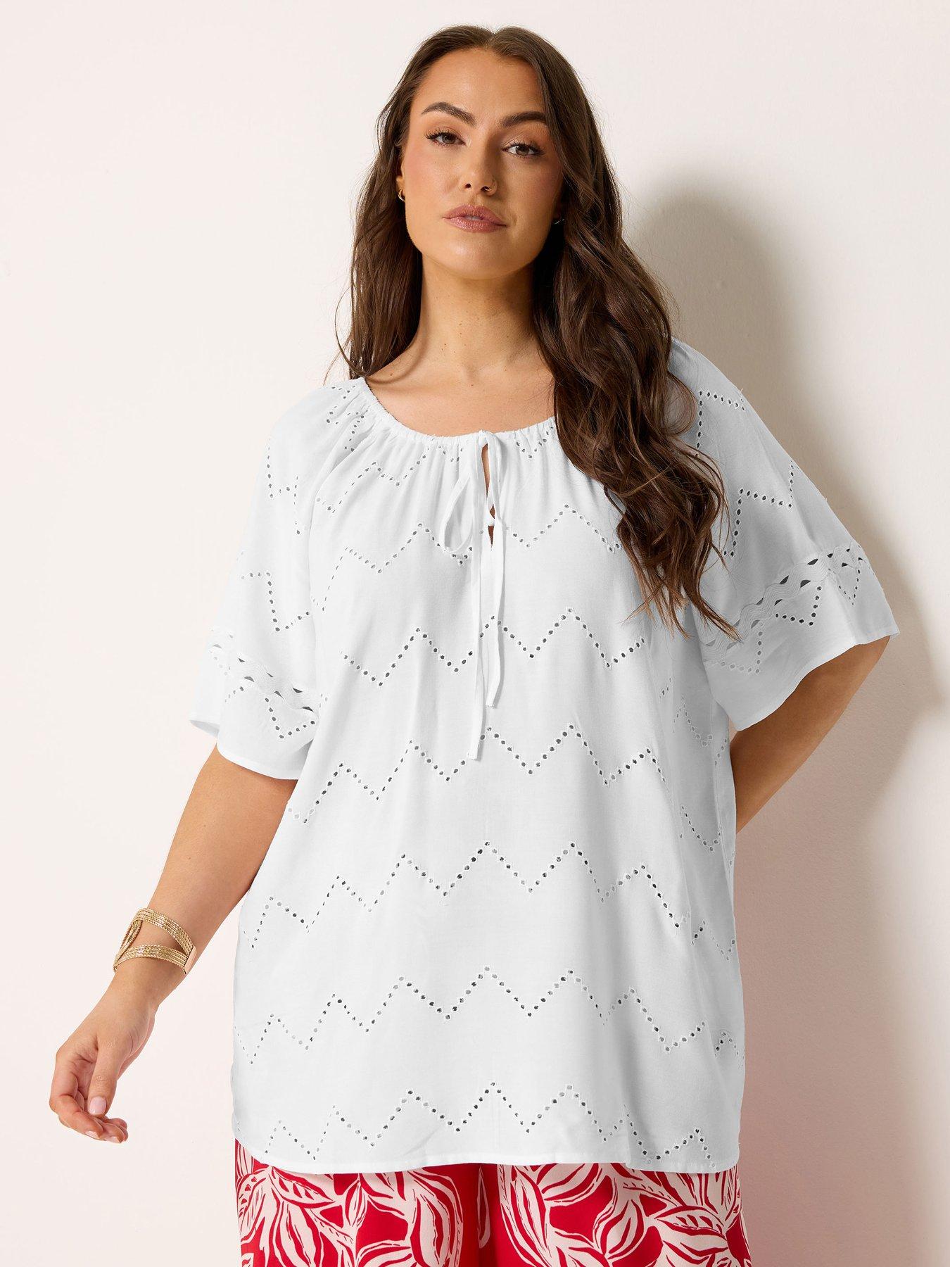 Yours Curve Broderie Scallop Blouse