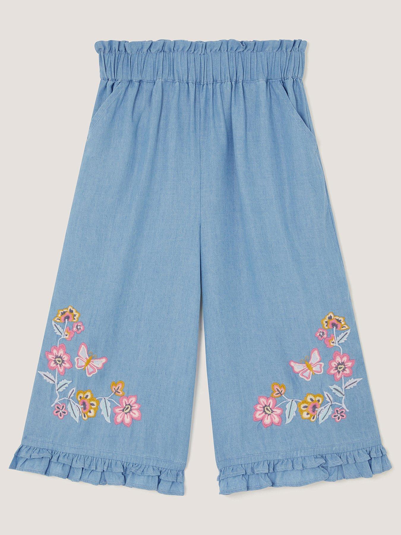 Monsoon Girls Heritage Wide Trousers - Blue