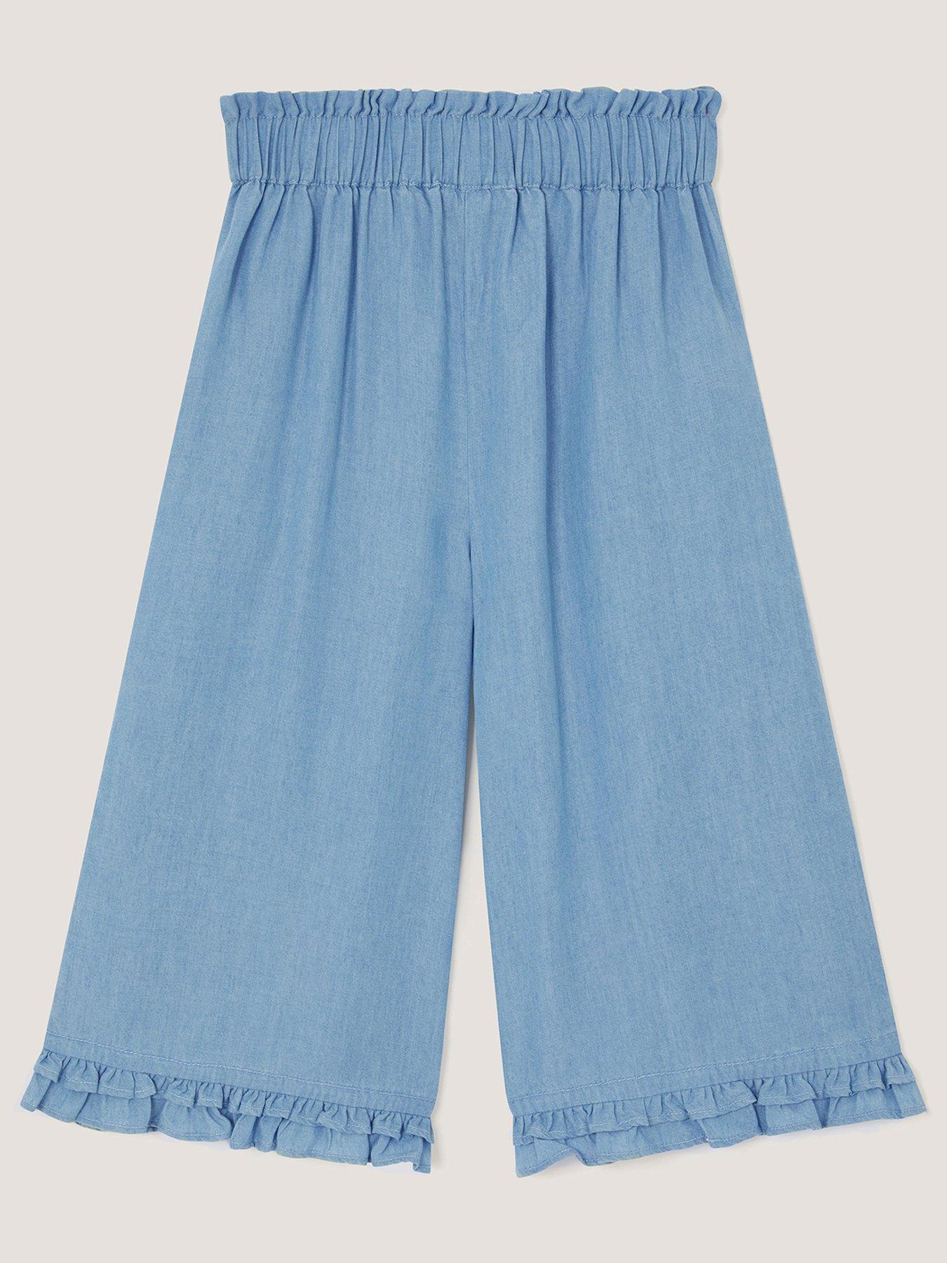 Image 2 of 3 of Monsoon Girls Heritage Wide Trousers - Blue