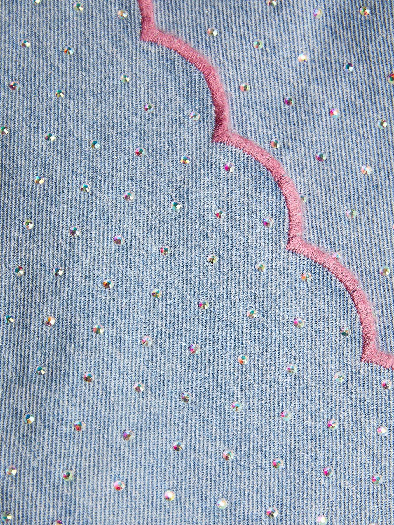 Image 4 of 4 of Monsoon Girls Denim Heatseal Scalloped Skort - Blue