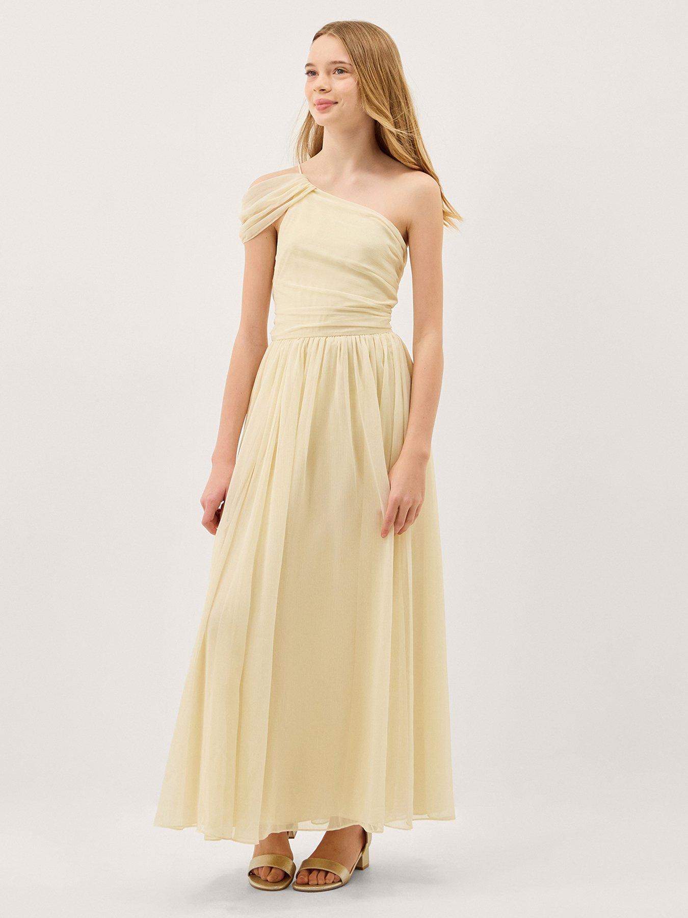 Monsoon Girls Texas One Shoulder Prom Dress - Light Yellow