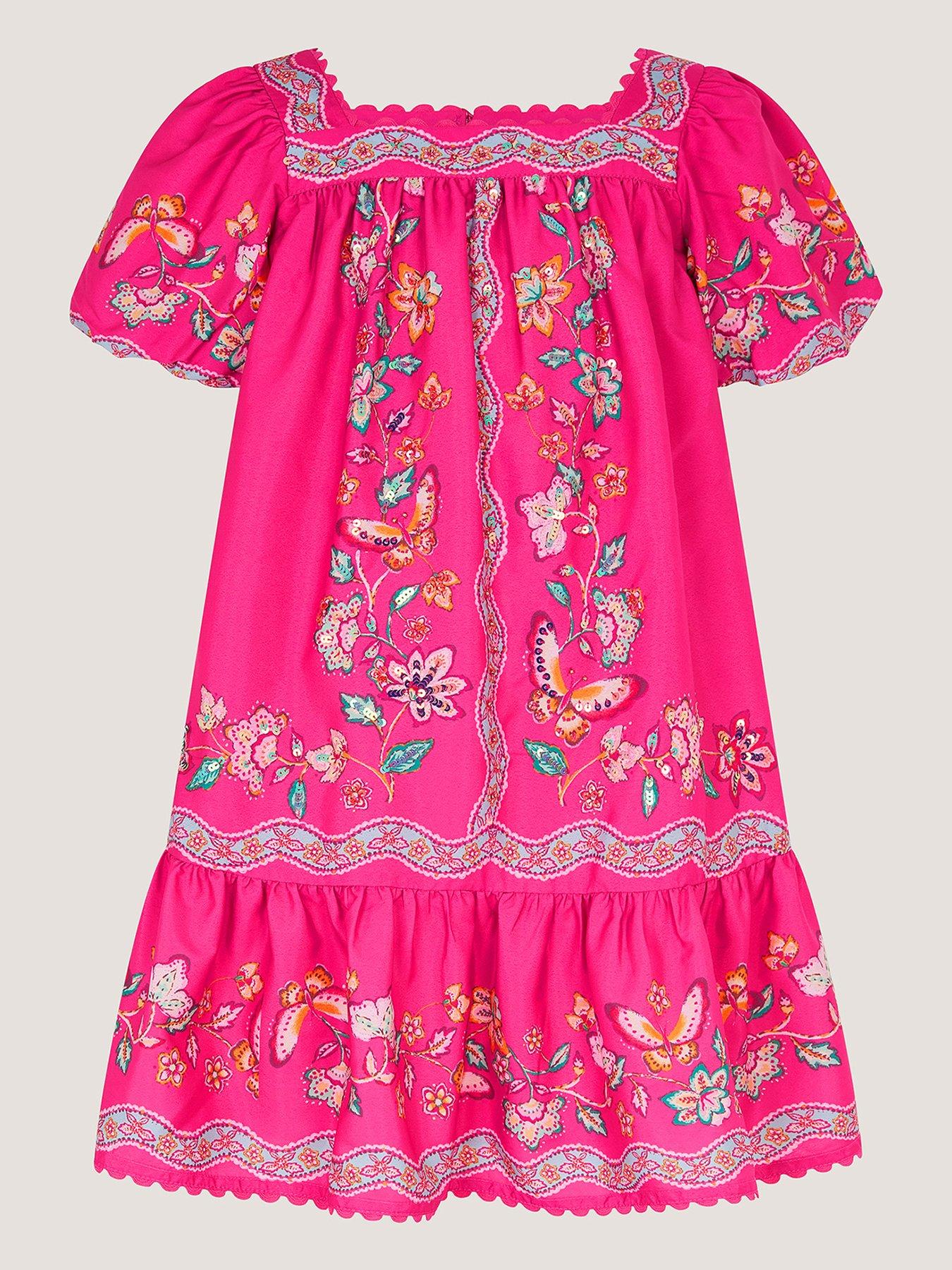 Monsoon Girls Ariella Heritage Dress - Pink
