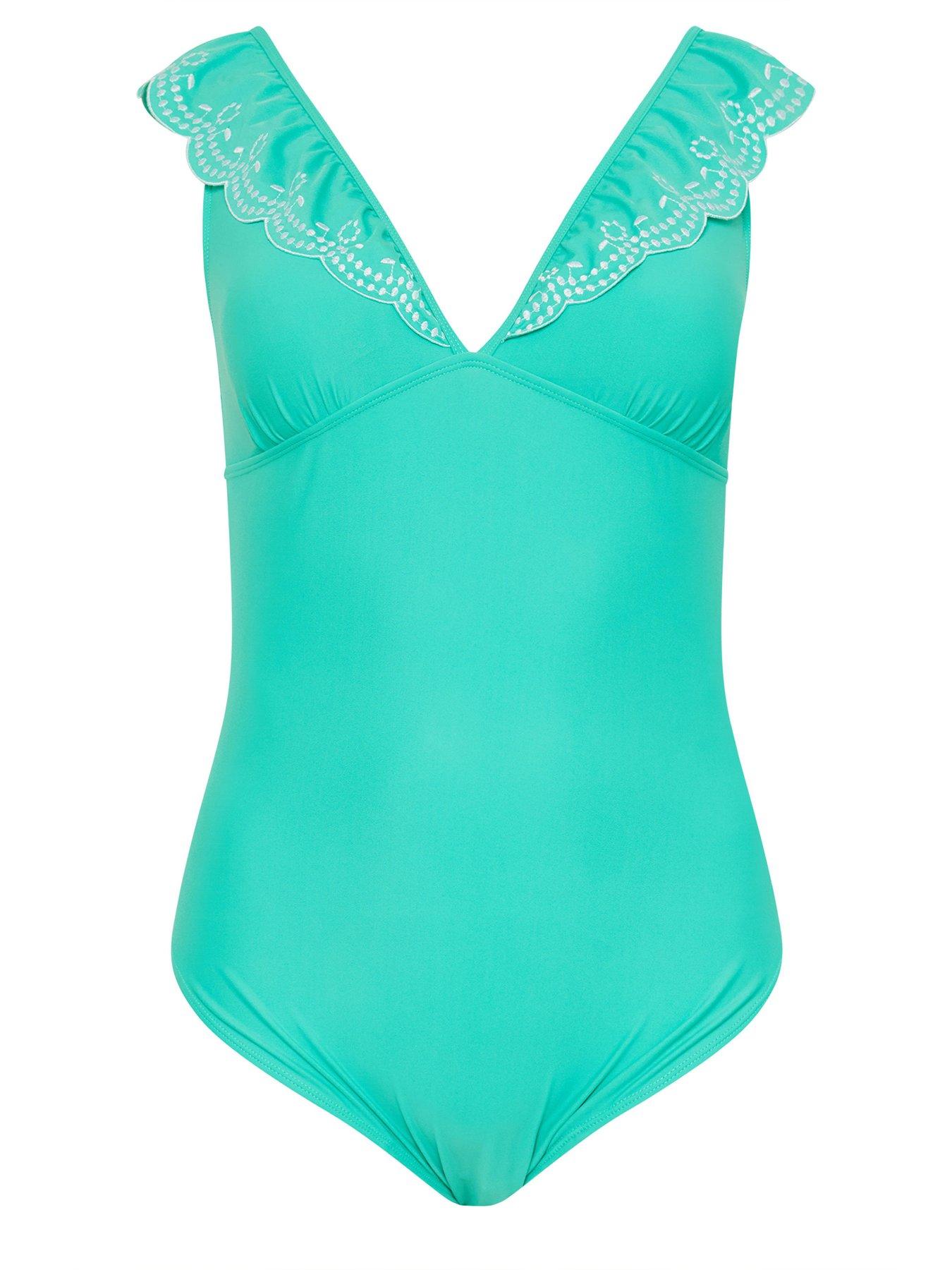 Image 6 of 6 of Yours Curve Broderie Frill Swimsuit