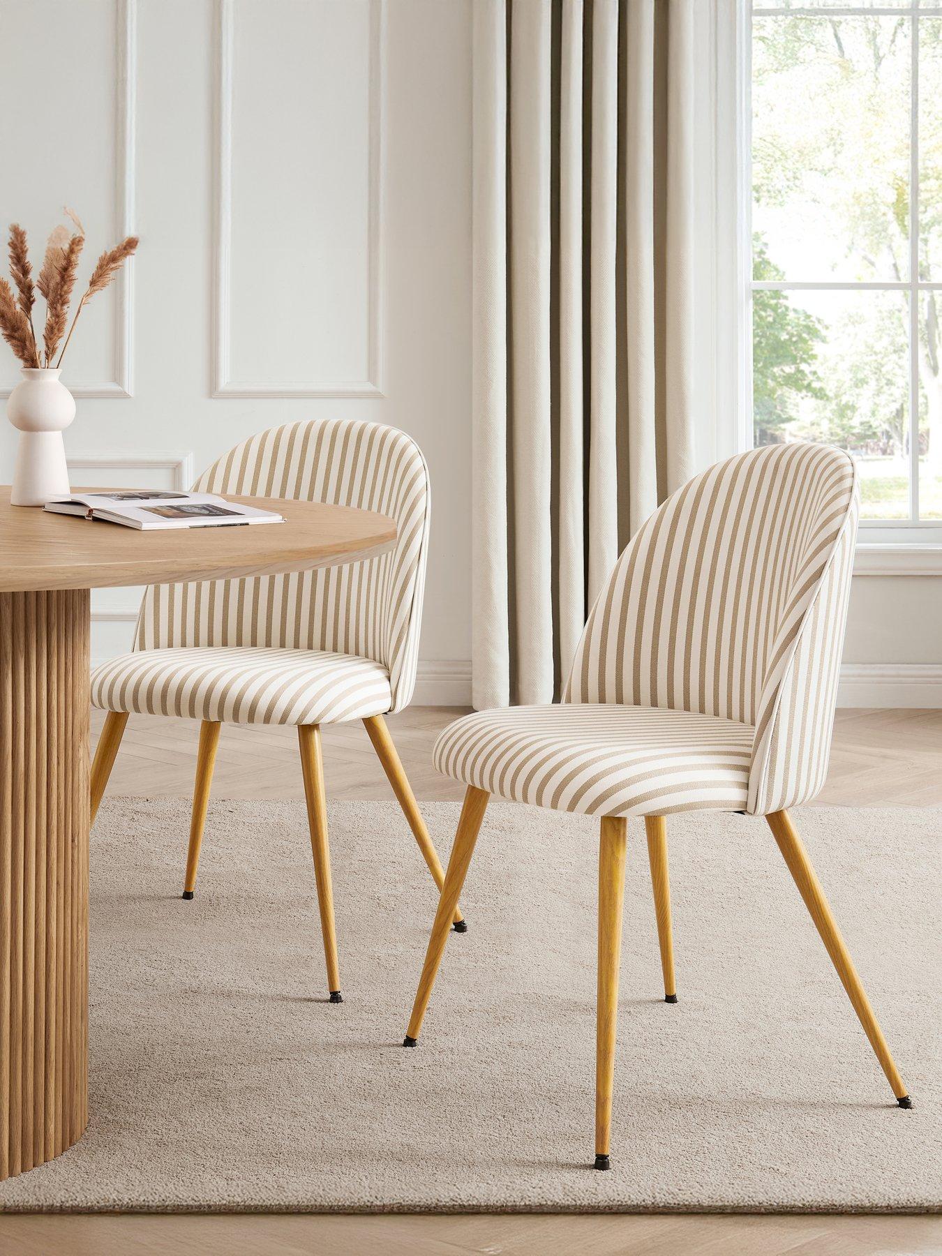 Image 1 of 7 of Dusk Iris Set Of 2 Dining Chairs - Natural Stripe