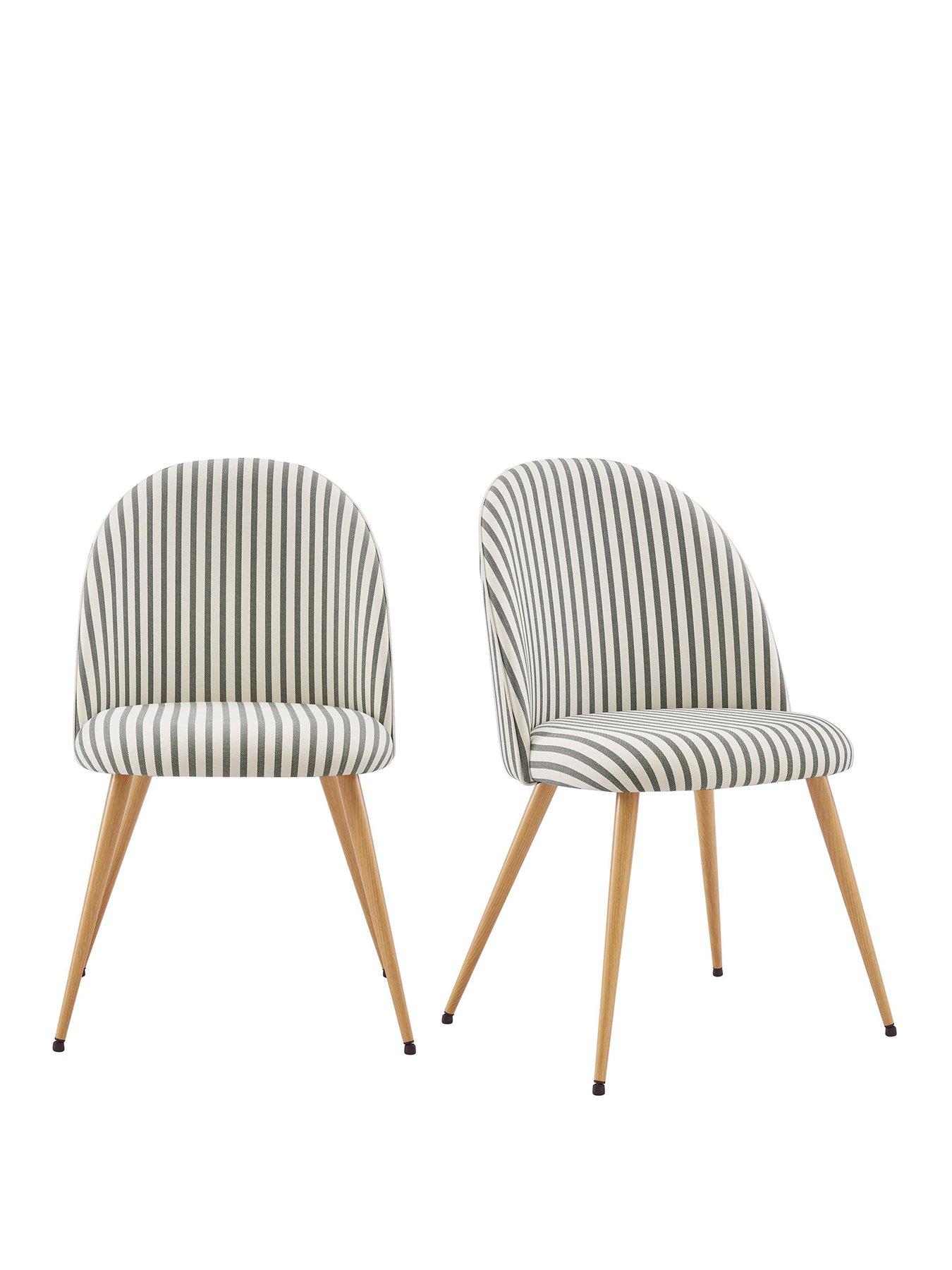 Image 2 of 7 of Dusk Iris Set Of 2 Dining Chairs - Sage Stripe