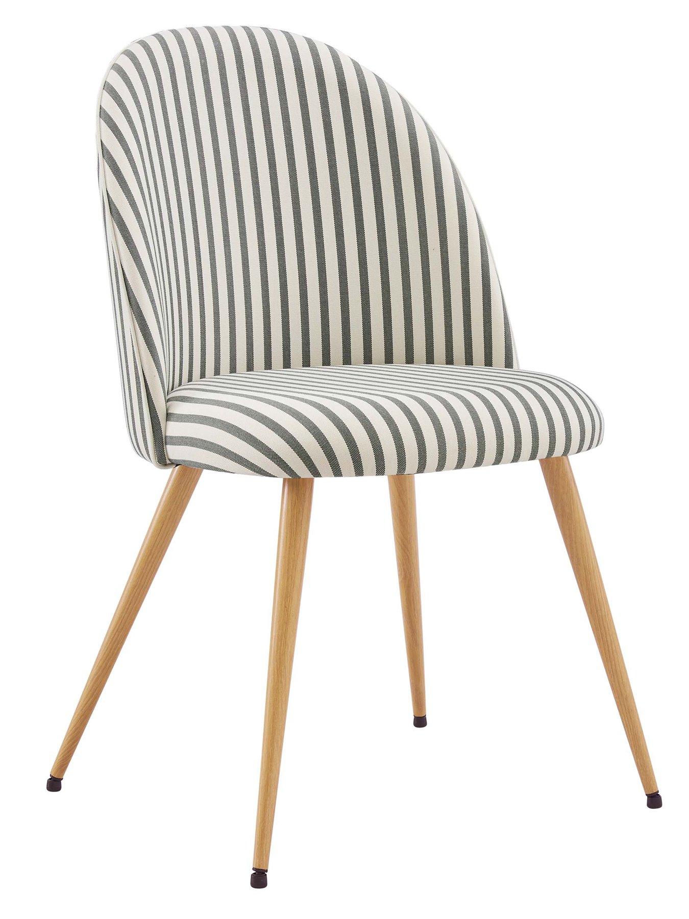 Image 3 of 7 of Dusk Iris Set Of 2 Dining Chairs - Sage Stripe