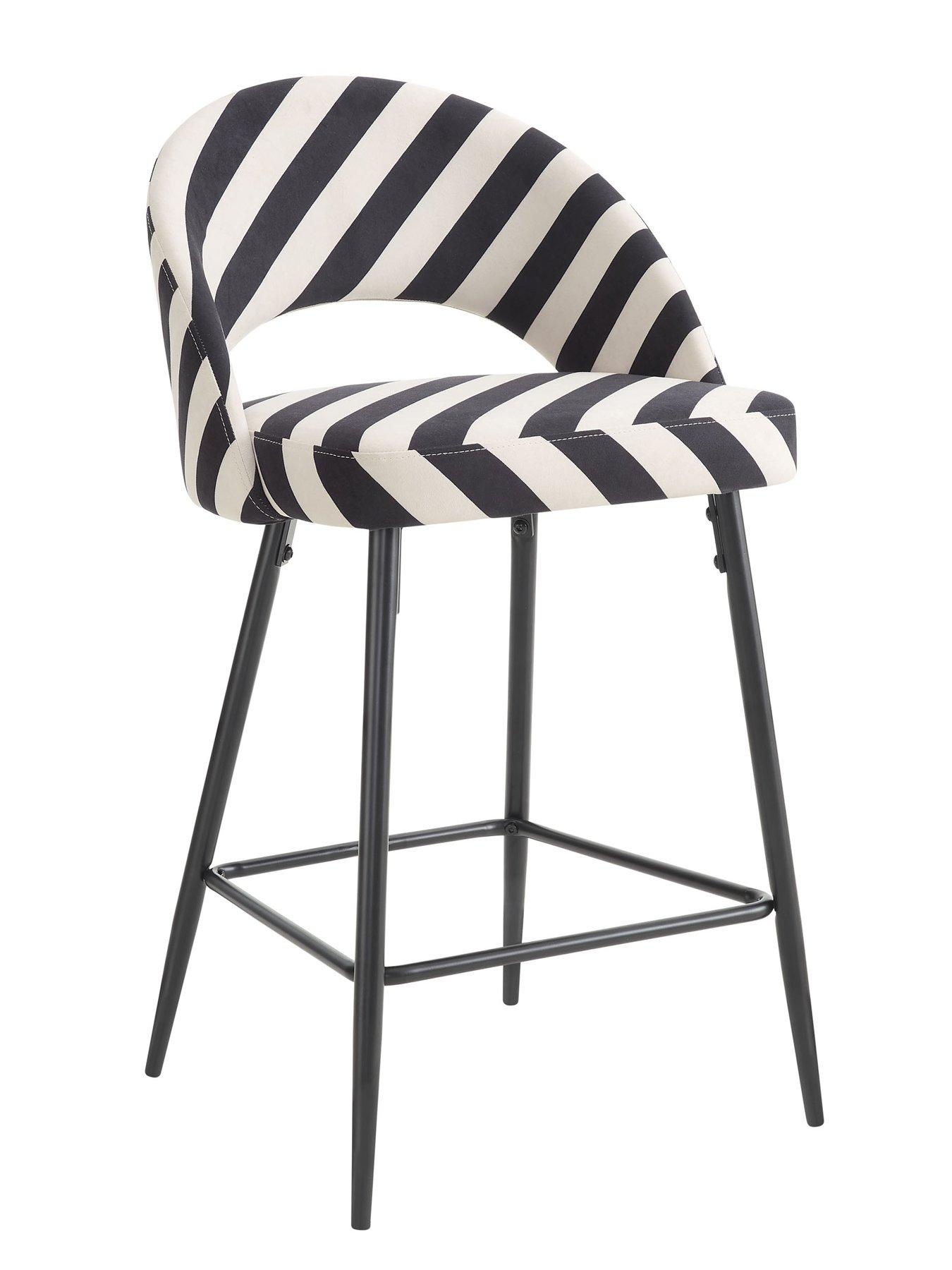 Image 3 of 7 of Dusk Lola Set Of 2 Barstools - Mono Stripe