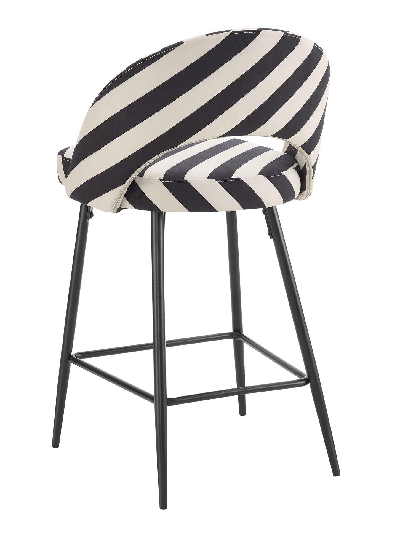 Image 4 of 7 of Dusk Lola Set Of 2 Barstools - Mono Stripe