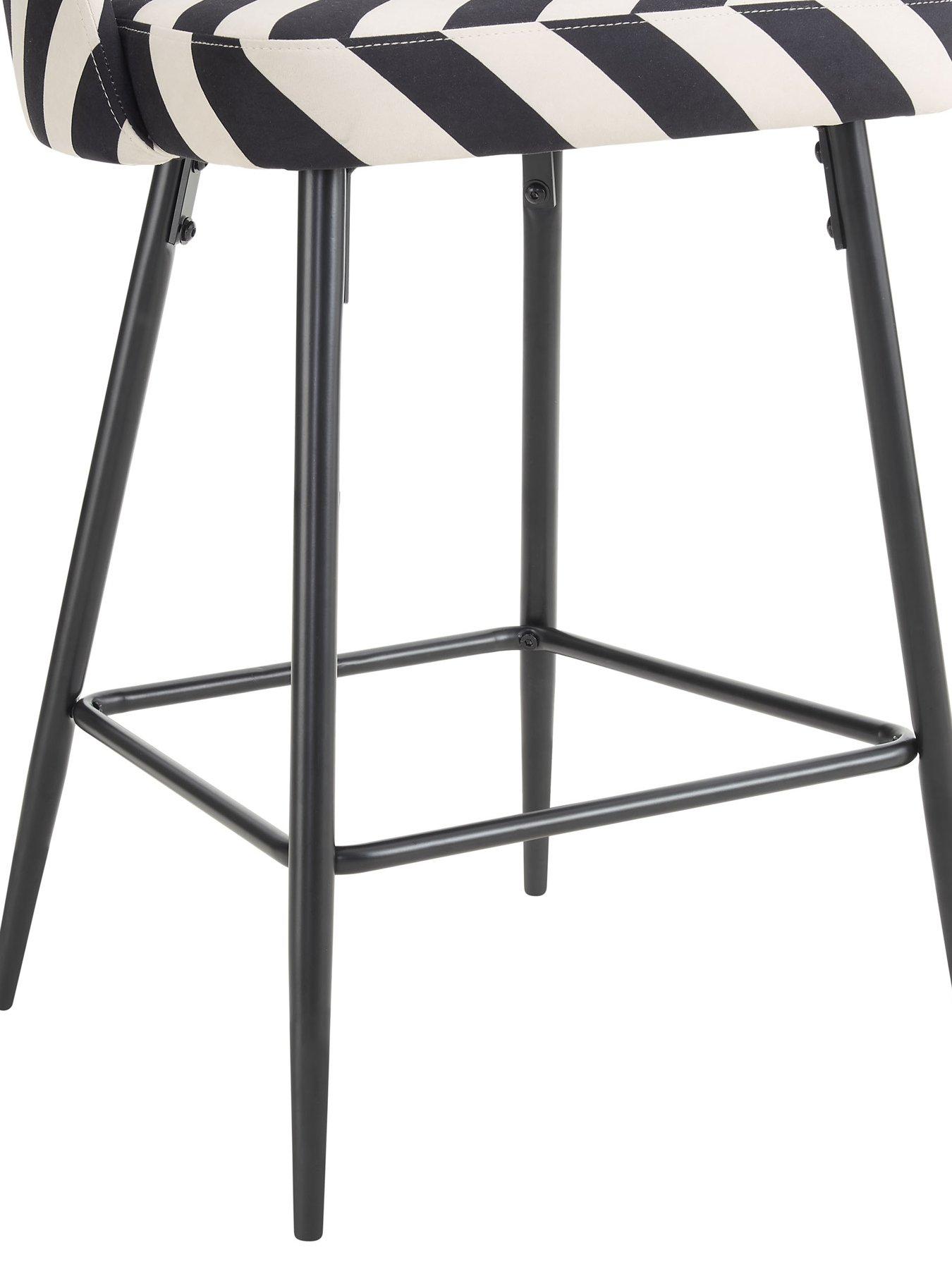 Image 6 of 7 of Dusk Lola Set Of 2 Barstools - Mono Stripe