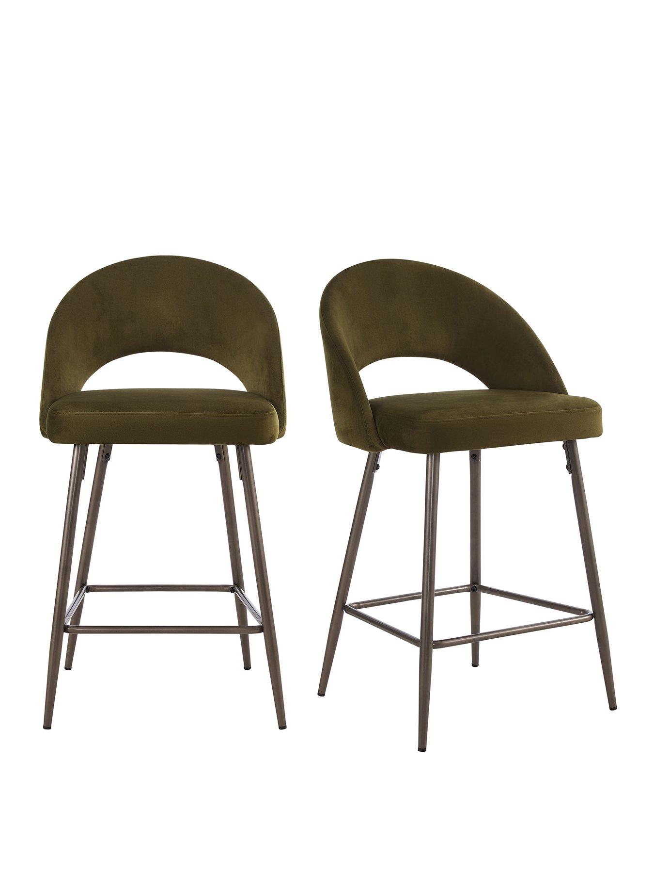 Image 2 of 7 of Dusk Lola Set Of 2 Barstools - Rich Green