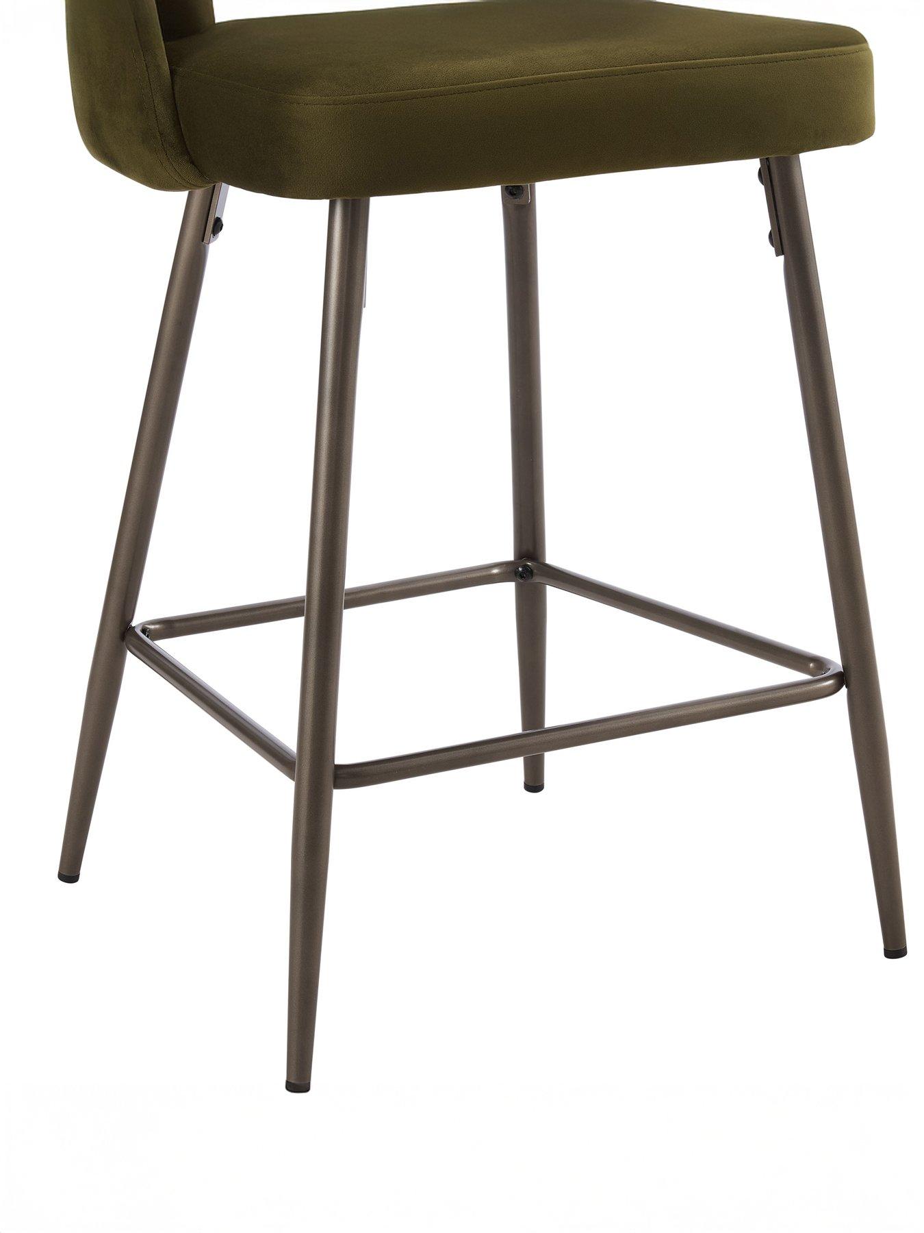 Image 6 of 7 of Dusk Lola Set Of 2 Barstools - Rich Green